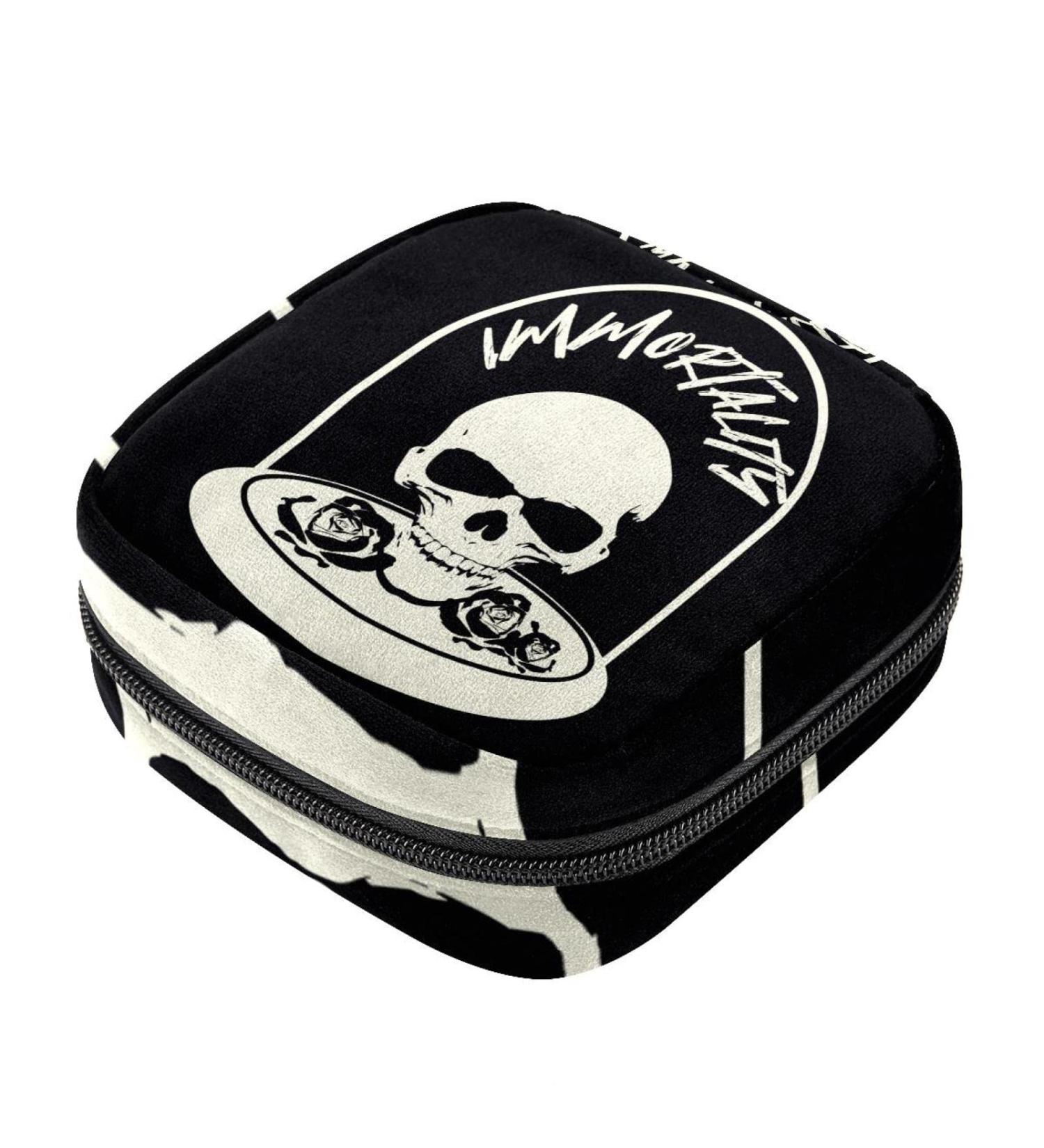 Multicoloured Skull Sanitary Napkin Storage Bag with Zipper for Women and Teen Girls - Buy Online on GoSupps.com
