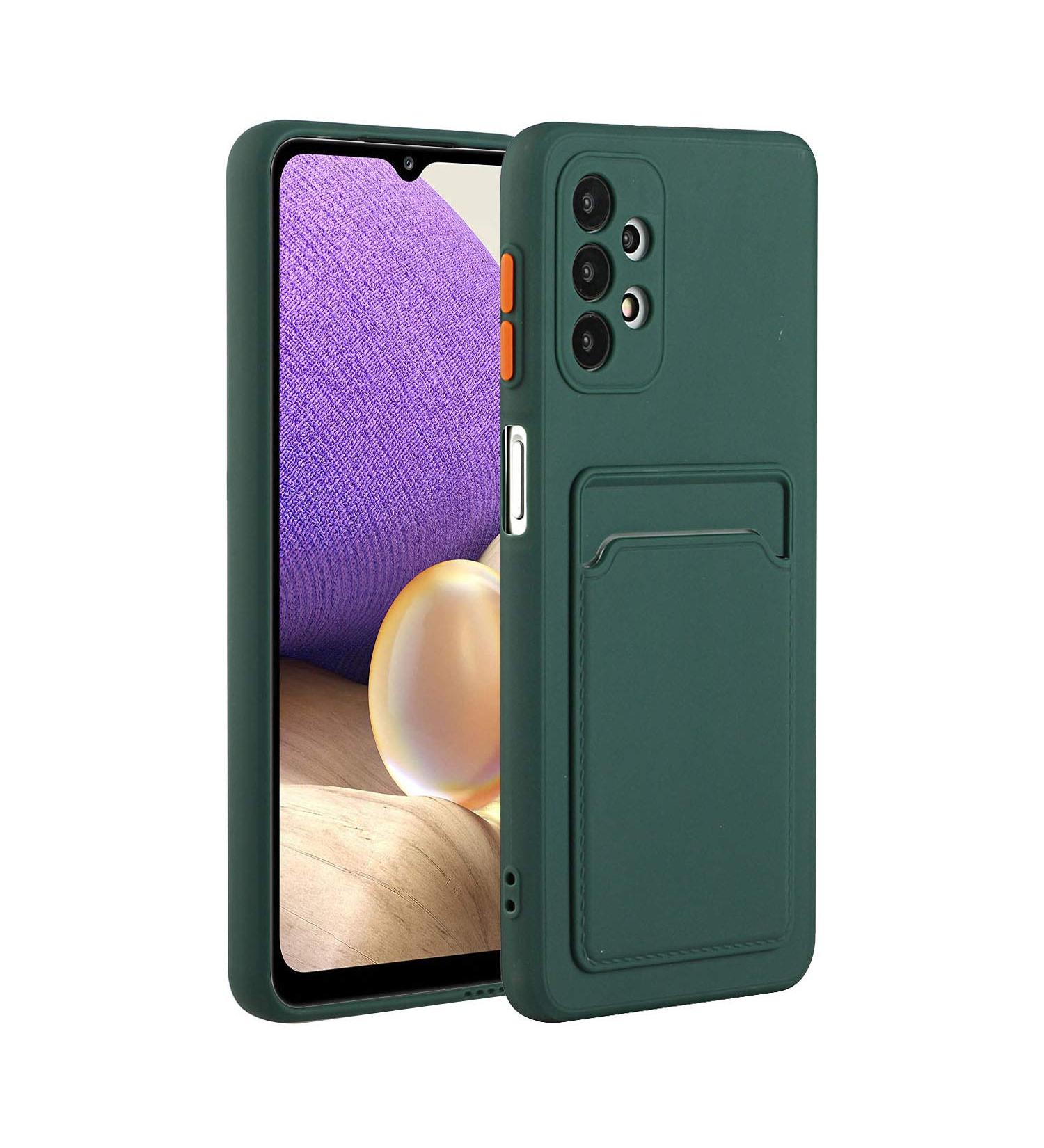 Buy Tivenfezk Nadoli Ultra Thin Silicone Case for Samsung Galaxy A73 5G | Shockproof Scratch-Resistant Wallet TPU Cover with Card Holder - Dark Green - Buy Online on GoSupps.com
