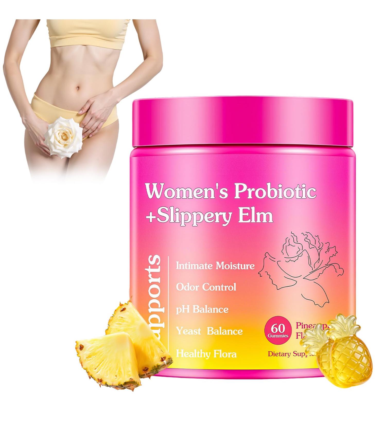 Glowshave Her Juicy Feminine Probiotics Gummies Women's Probiotic with Slippery Elm Pineapple Gummies Support Women PH Balance and Vaginal Wellness Gut Health & Immune System 60 Gummies - Buy Online on GoSupps.com