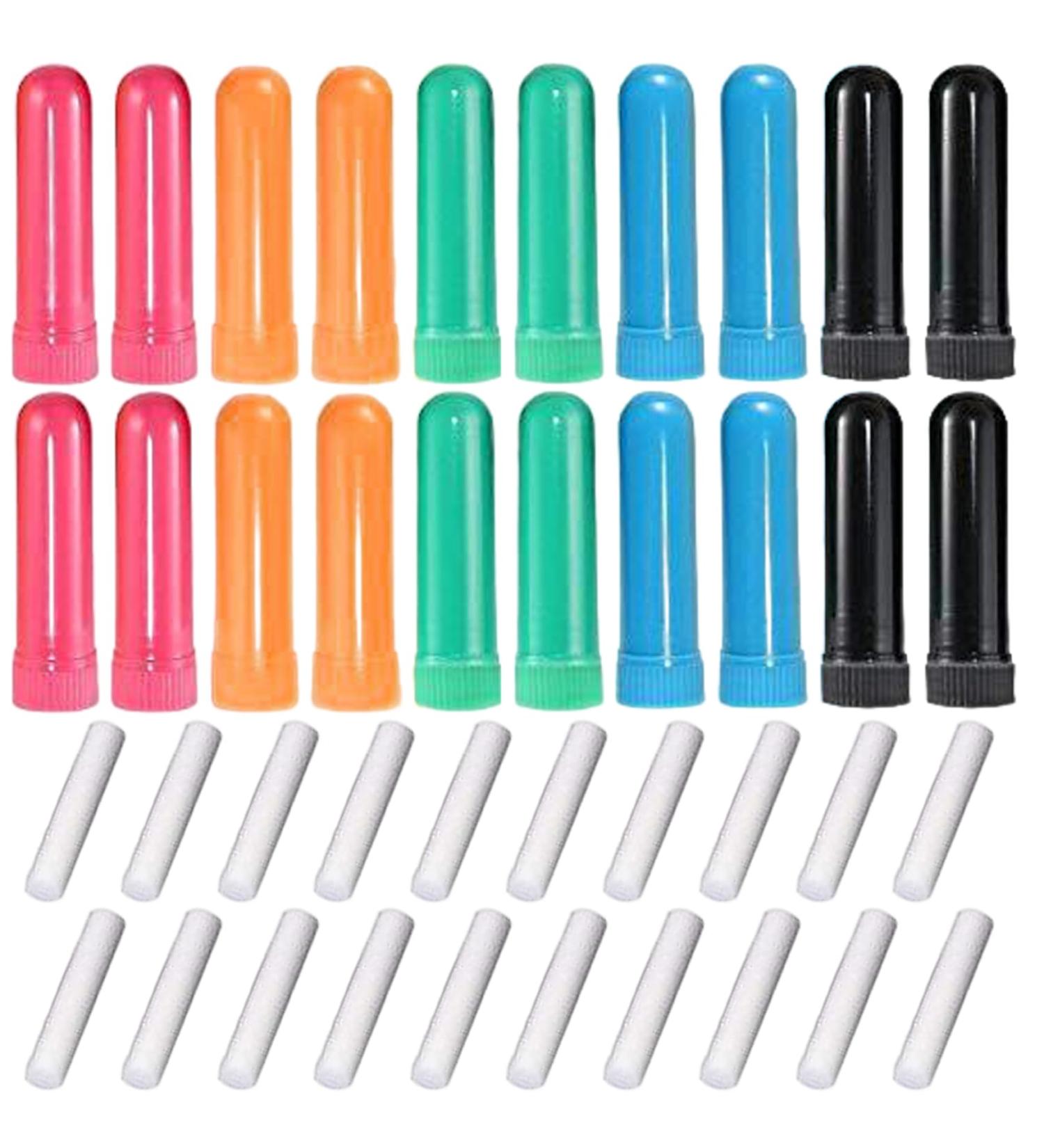 Joygoodta 20Pcs Refillable Nasal Inhalers Assorted Colors Safe PP Aromatherapy Inhalers with Unscented Cotton Sliver Portable & Compact Long Lasting Aroma - Buy Online on GoSupps.com