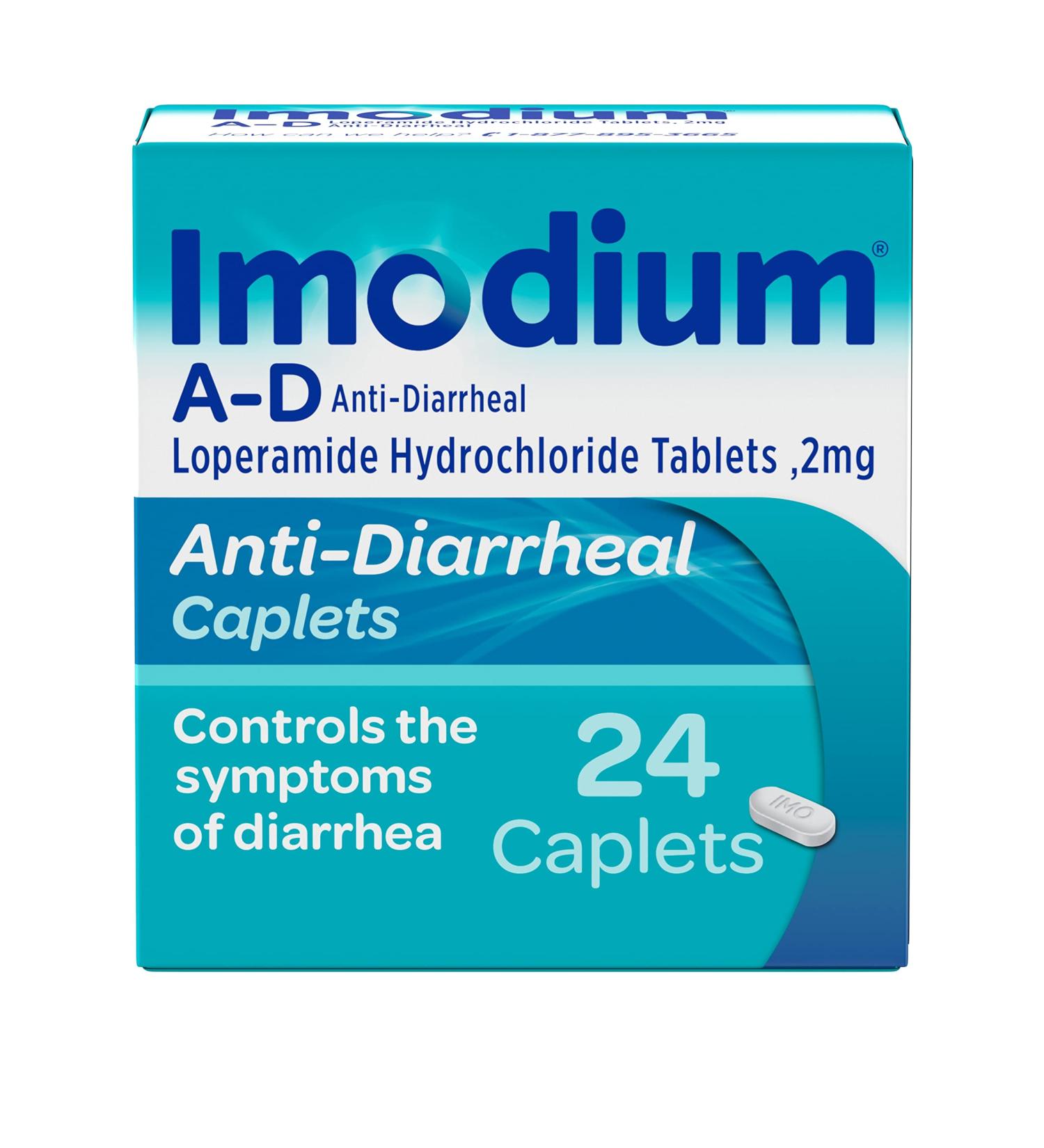 Imodium A-D Diarrhea Relief Caplets | Loperamide Hydrochloride Anti-Diarrheal Medicine | 24 ct - Buy Online on GoSupps.com