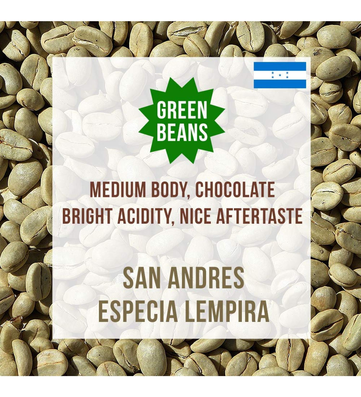 Coffee World | Honduras San Andres Especial Lempira Single Origin Arabica Raw Unroasted Green Coffee Beans - for Coffee Roasters/Roasting (1.8KG)