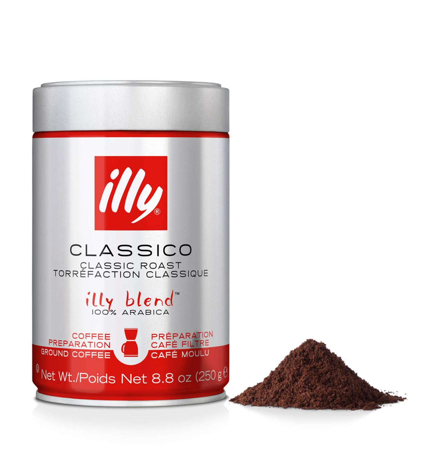 illy Classico Ground Drip Coffee 8.8oz - Medium Roast 100% Arabica with Chocolate & Caramel Notes - No Preservatives - Single Pack - Buy Online on GoSupps.com