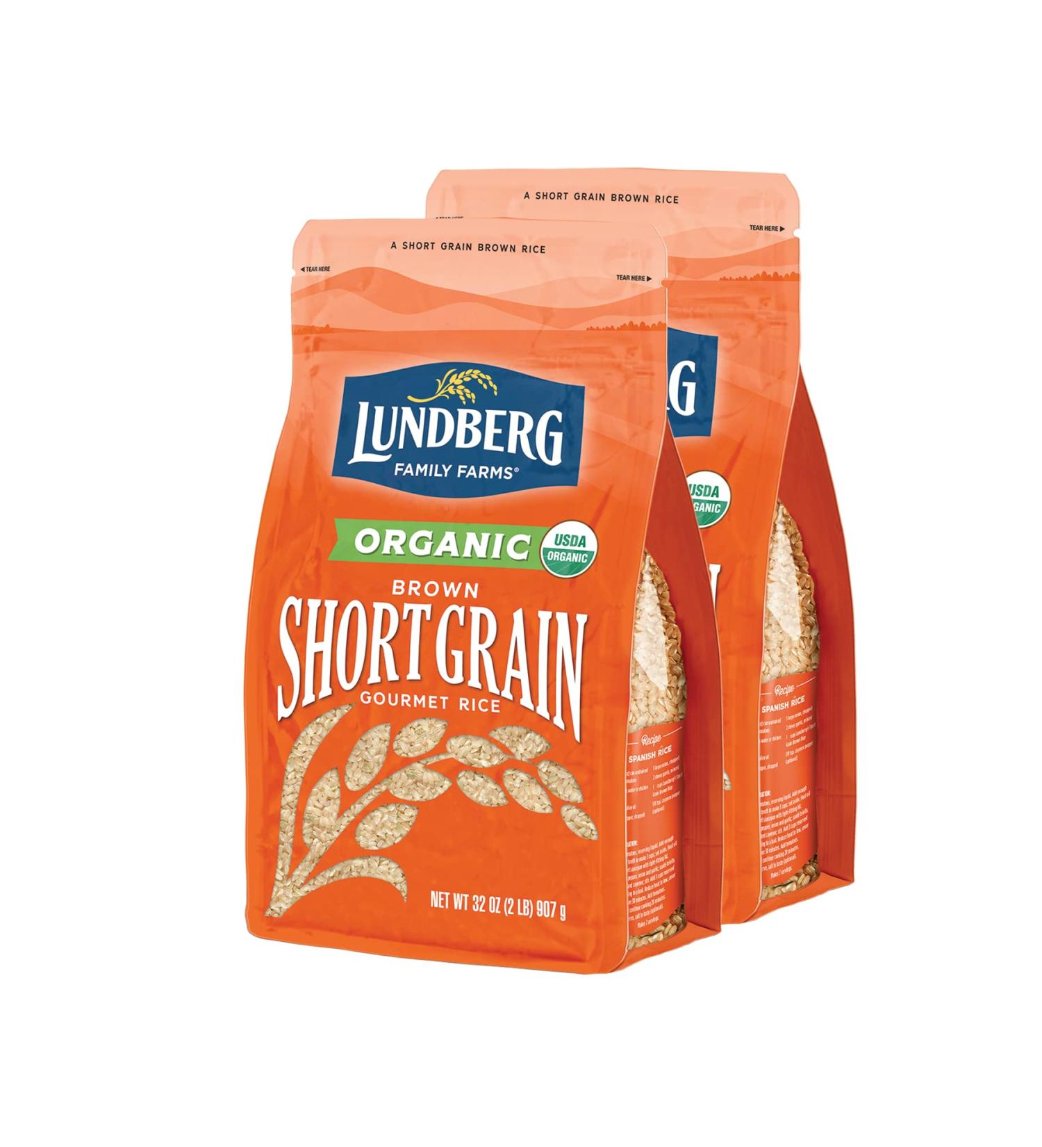 Lundberg Organic Brown Short Grain Rice - 100% Whole Grain, High Fiber, Pantry Staple - 32 oz 2-Pack - Buy Online on GoSupps.com