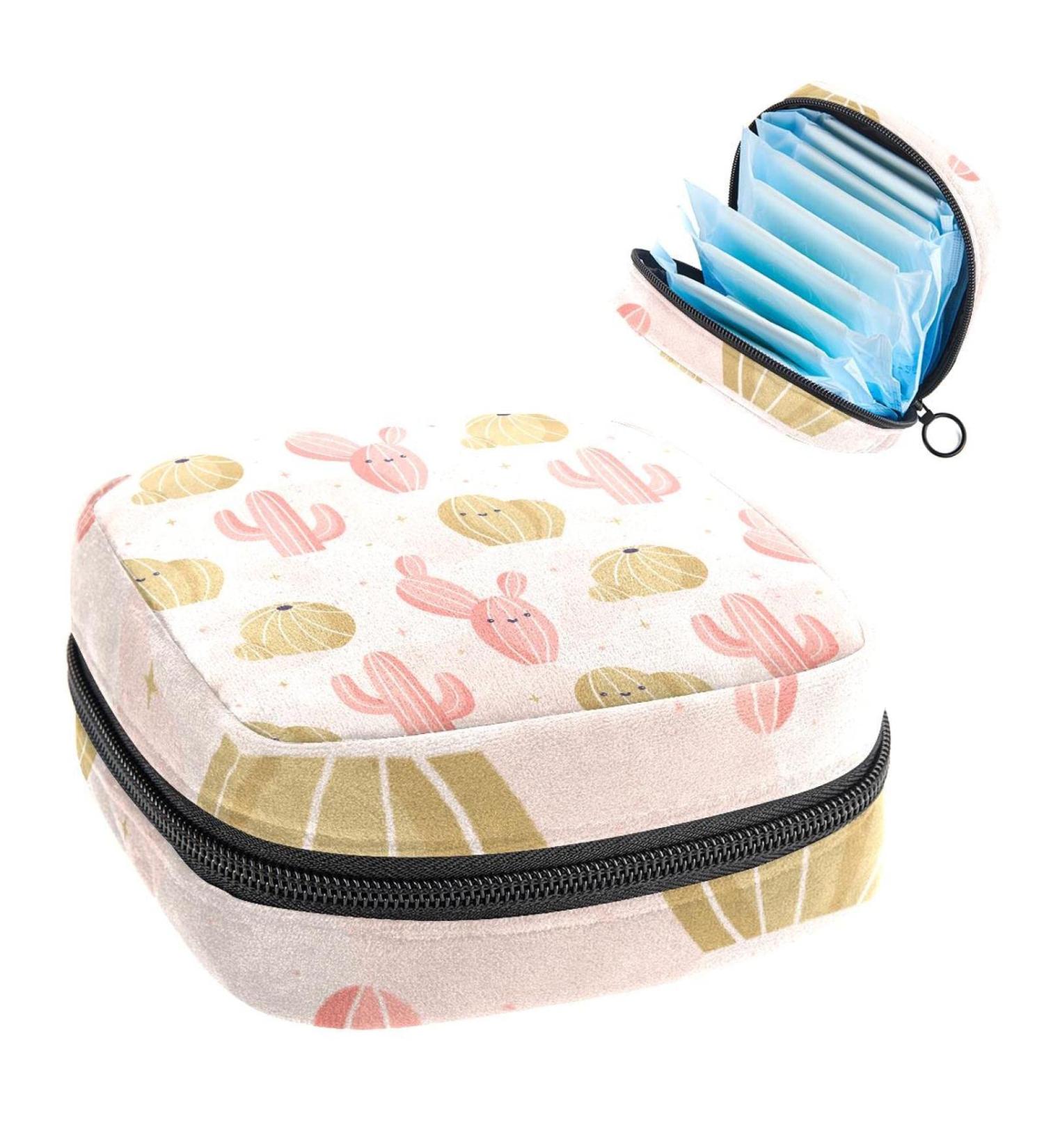 Beautiful Cactus Pattern Women's Storage Pockets Stillpad Holder - Portable Period Kit Bag for Girls - Buy Online on GoSupps.com