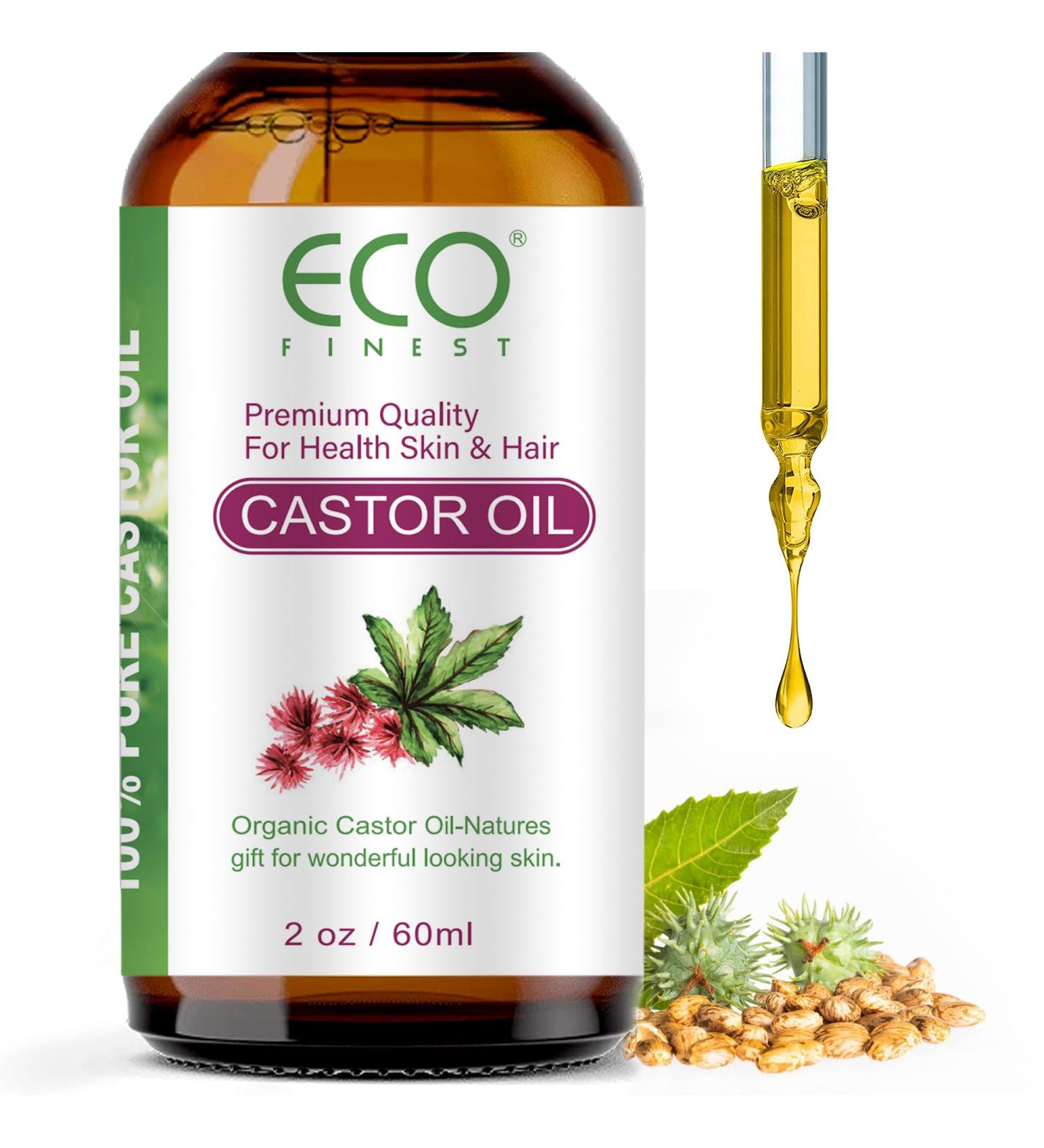 Organic Castor Oil 2oz - 100% Pure Cold Pressed Hexane Free for Face Eyelashes Eyebrows Skin & Nails - Premium Quality - Buy Online on GoSupps.com
