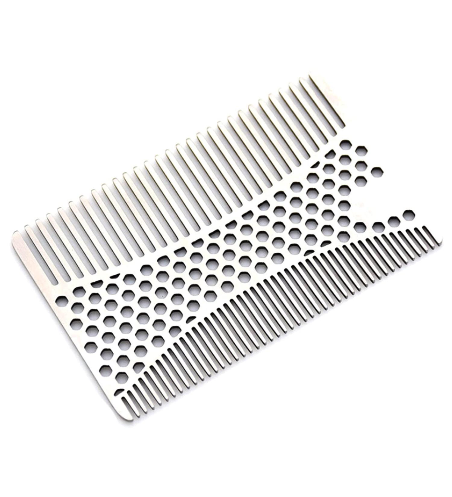 Comb Stainless Steel Beard Comb Stainless Steel Men Beard Comb Credit Card Size Easy to Carry Beard Straightener wooden comb - Buy Online on GoSupps.com