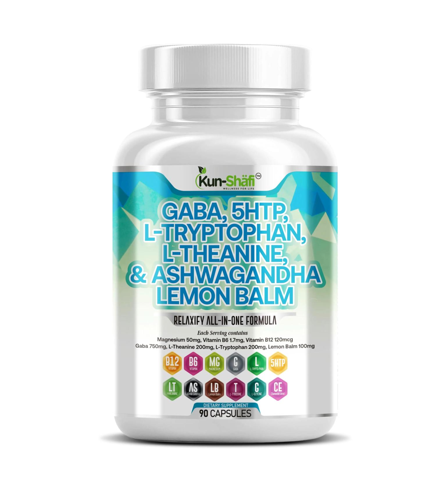 Kun Shafi GABA 750mg 5-HTP 100mg L-Tryptophan L-Theanine Ashwagandha SAM-e L-Glycine-Mood Support Vitamins for Women and Men withL-Tyrosine S-Adenosy L-Methionine 90 Capsules - Buy Online on GoSupps.com
