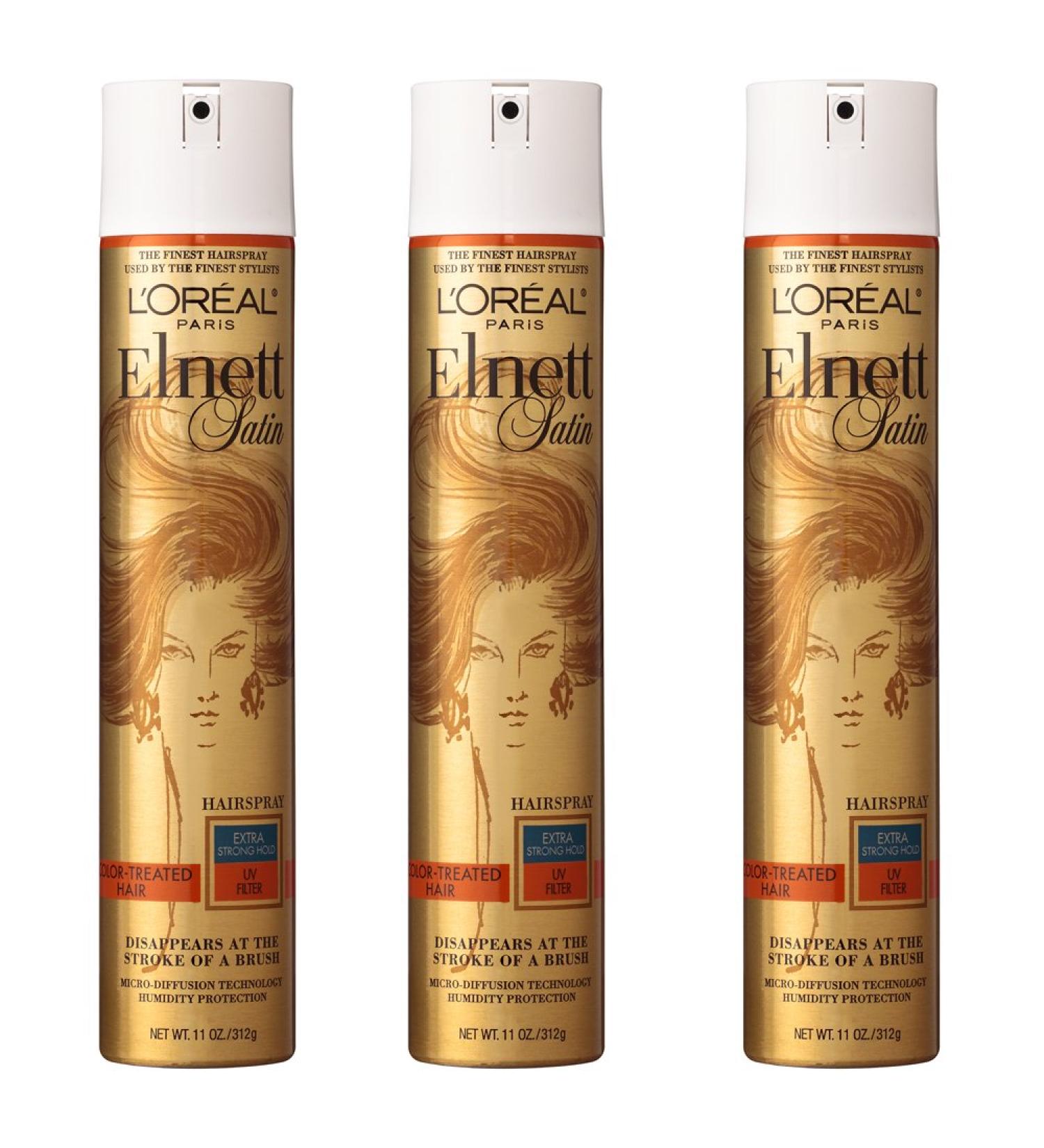 L'Or al Paris Elnett Satin Extra Strong Hold Hairspray - UV Filter 3 Count - Buy Online on GoSupps.com