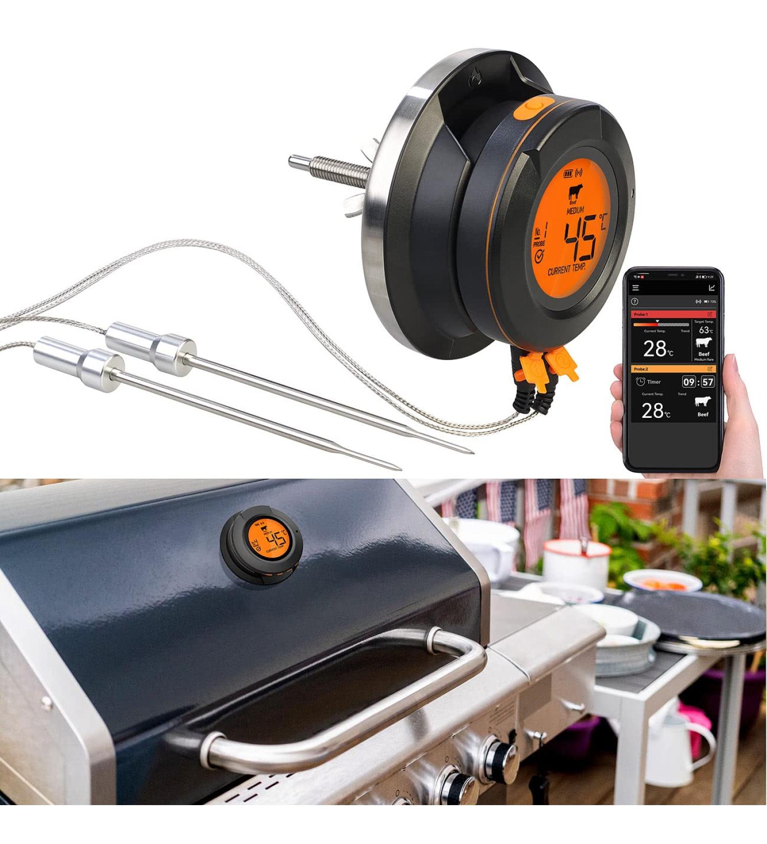 Rosenstein & Sons Smart Digital Grill Thermometer with Bluetooth & 2 Sensors - Perfect for Every Grilling Enthusiast | International Shipping Available - Buy Online on GoSupps.com