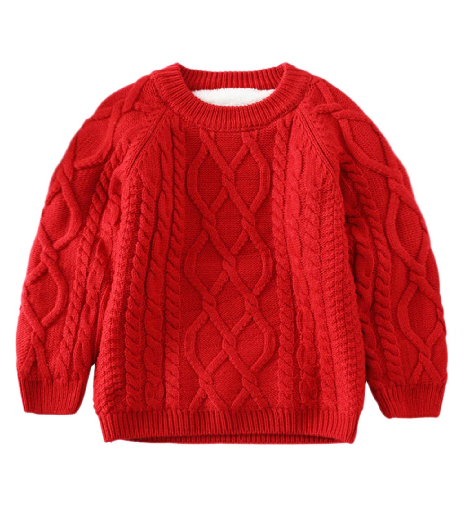 De feuilles Toddler Unisex Cable Knit Pullover Sweater | Chunky Knitted Jumper | Warm Lining | Yellow | 8-9 Years - Buy Online on GoSupps.com