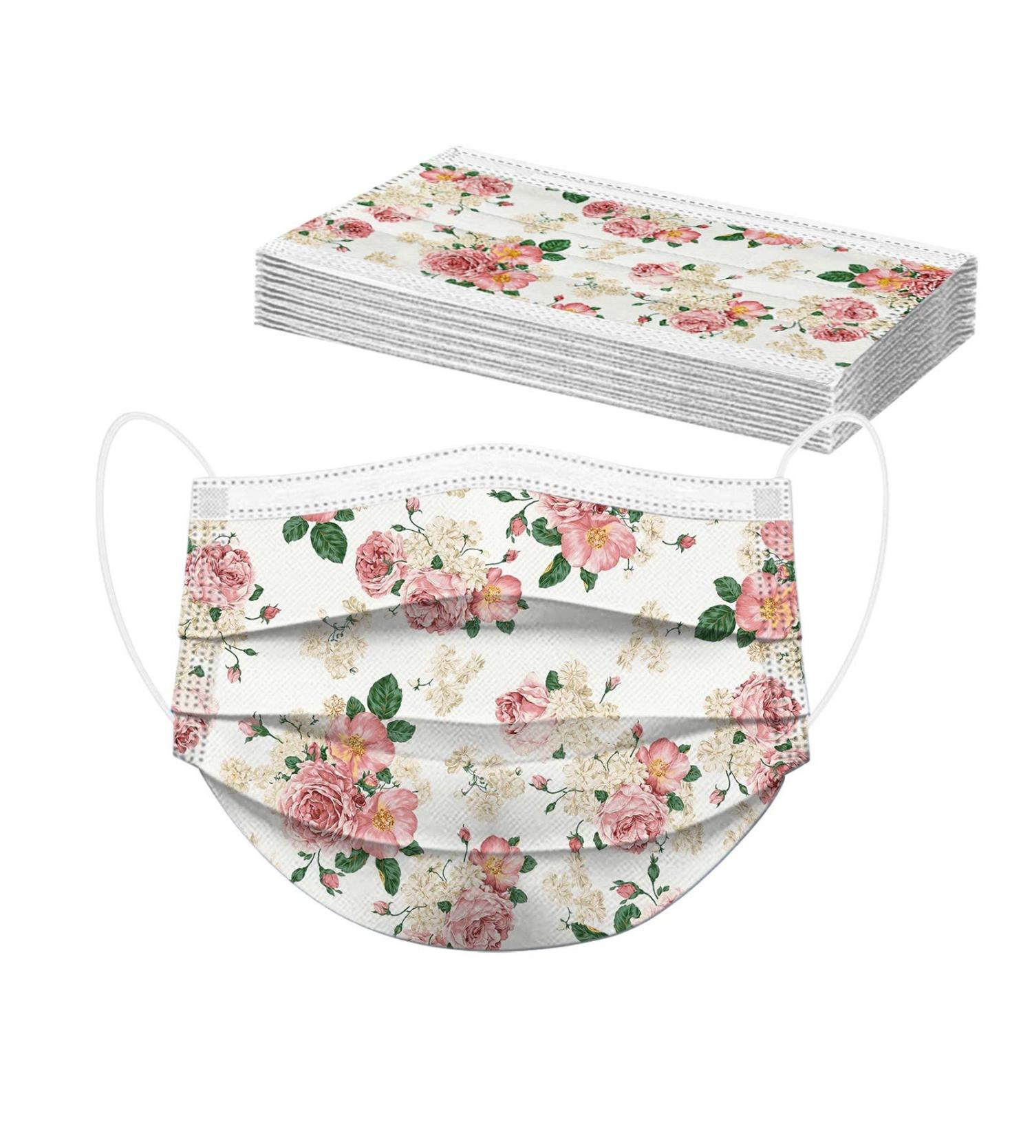 Lulupi 10-Piece Elegant Floral Adult Face Masks | Breathable One-Way Mouth & Nose Protection for Women - Buy Online on GoSupps.com