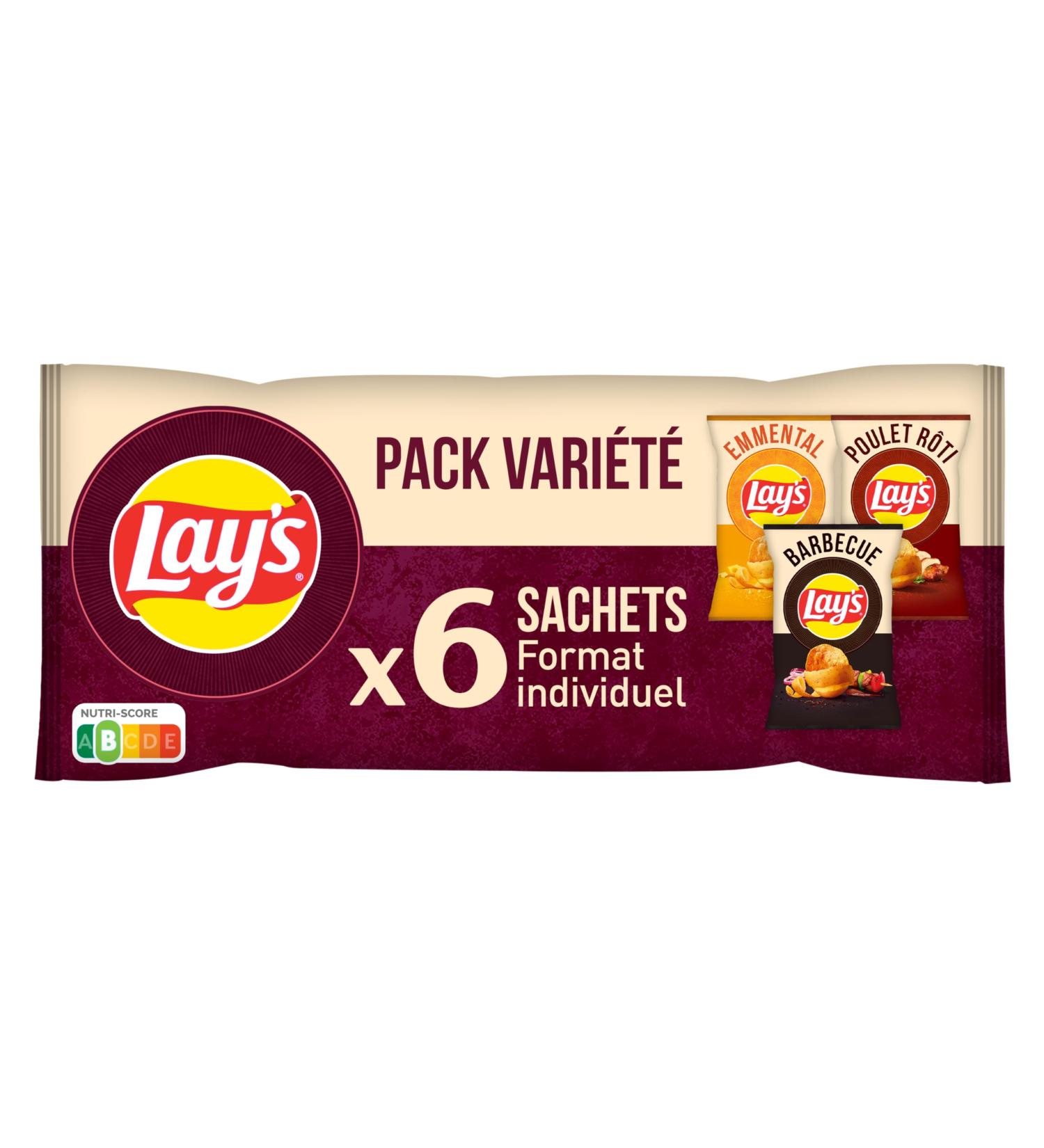 LAY'S Chips Multipack Saveurs Poulet R ti Barbecue Emmental - Lot de 4x27 5g et 2x25g Variety - Buy Online on GoSupps.com