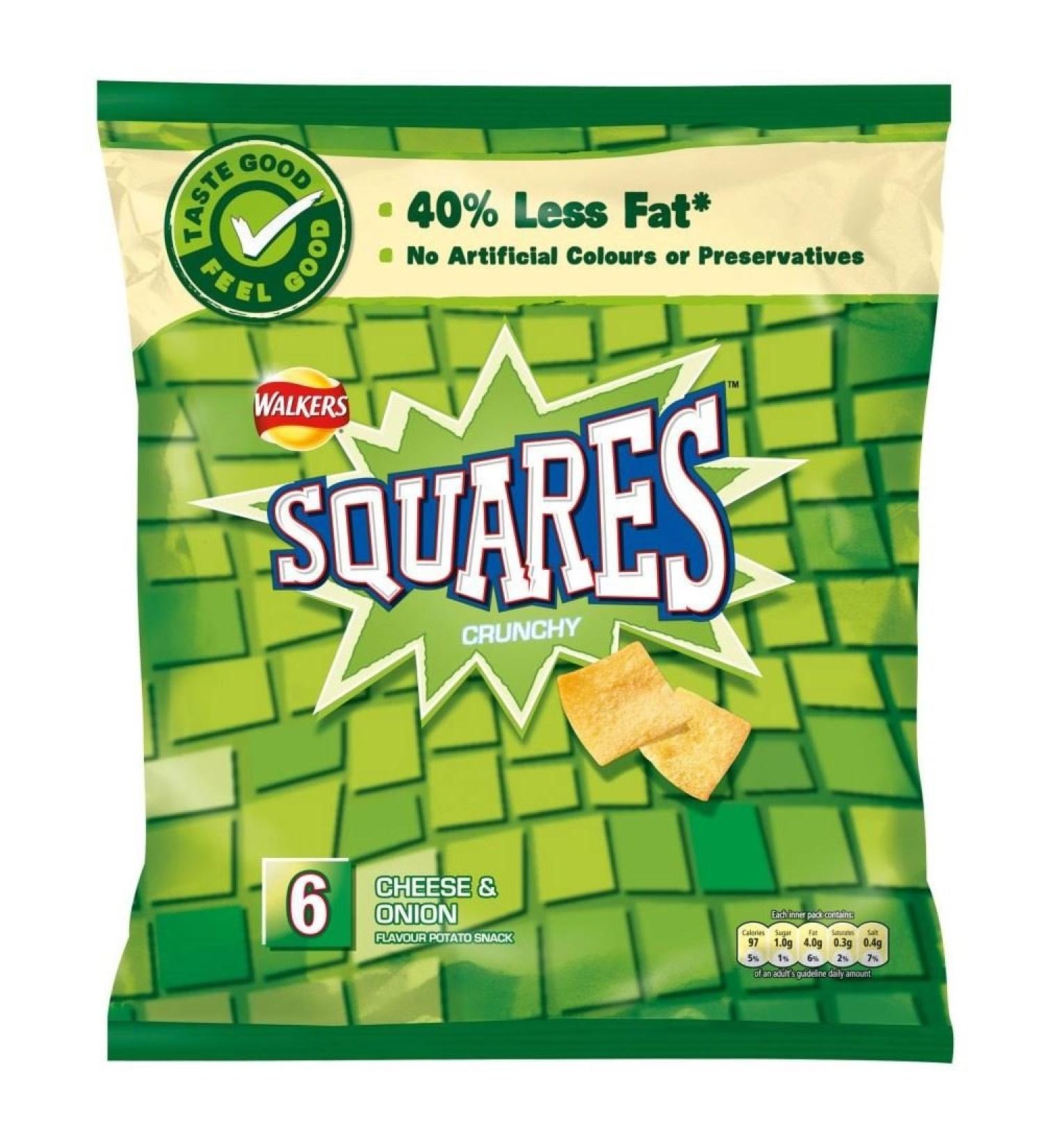 Walkers Squares - Cheese & Onion (6x25g)