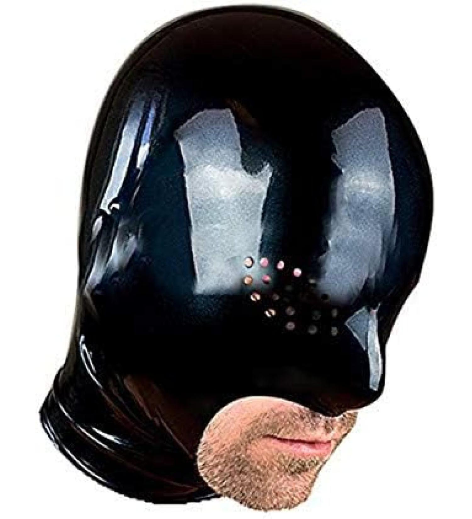 Black Latex Hood with Back Zipper - Open Eyes & Mouth - Club Party Mask - Customizable Size - Buy Online on GoSupps.com