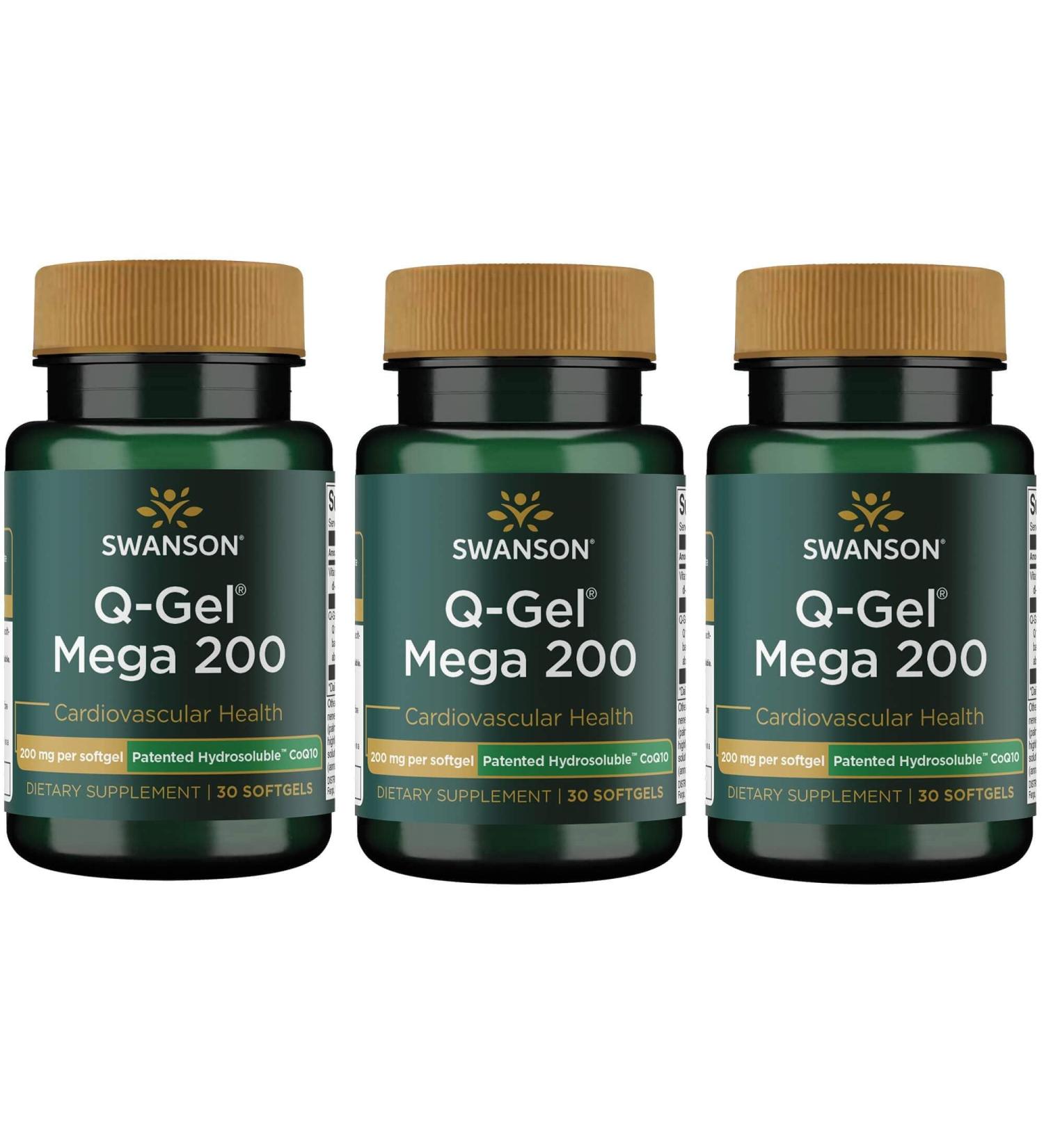 Swanson Q-Gel Mega 200 - 200mg | 30 Softgels (3 Pack) | Premium CoQ10 for Heart Health International Shipping Available - Buy Online on GoSupps.com
