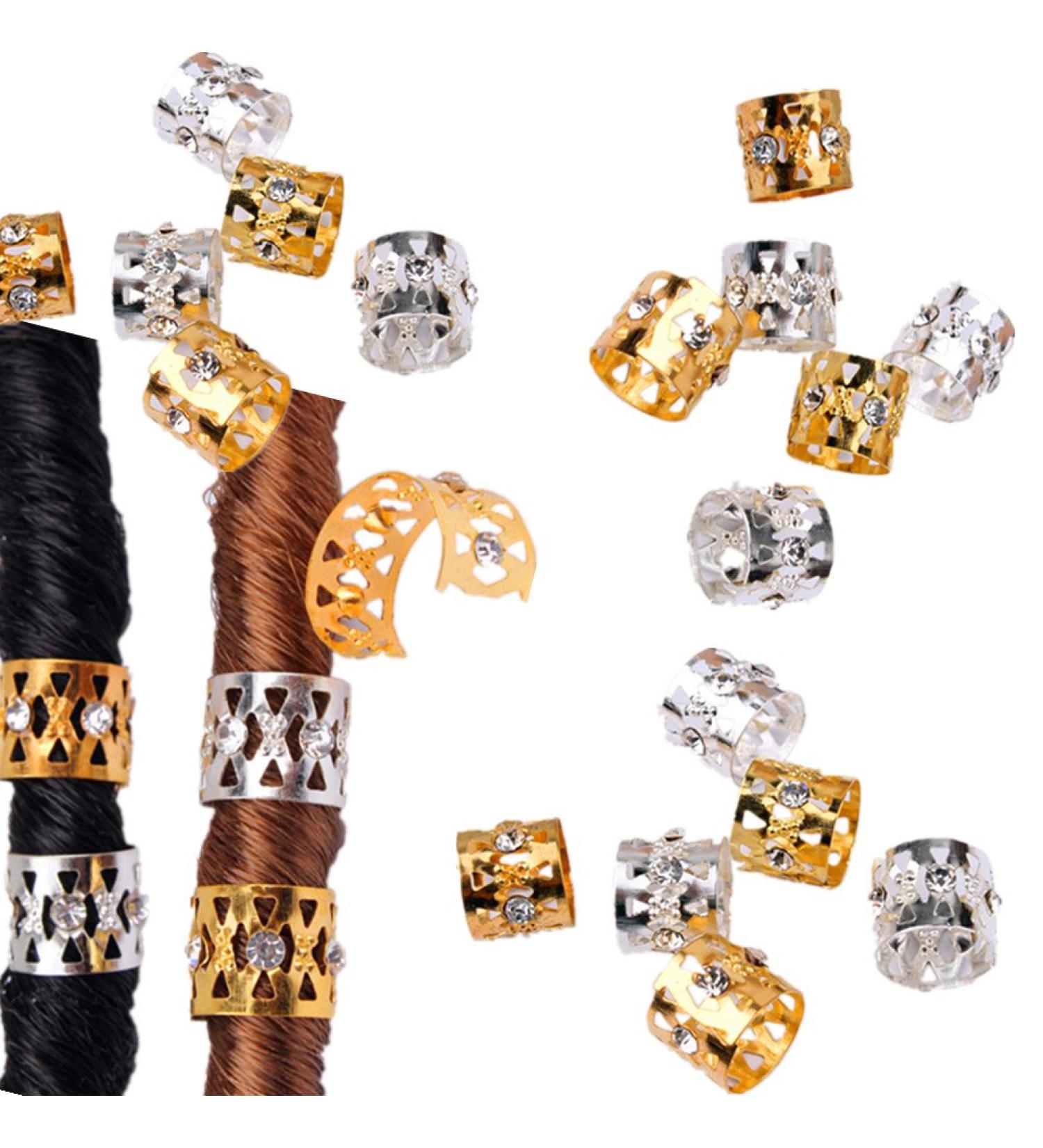 Cuhair Hair Clips Hair Barrette Dreadlock Beads 30pcs (15 silver 15 gold) Hair Accessory for Women