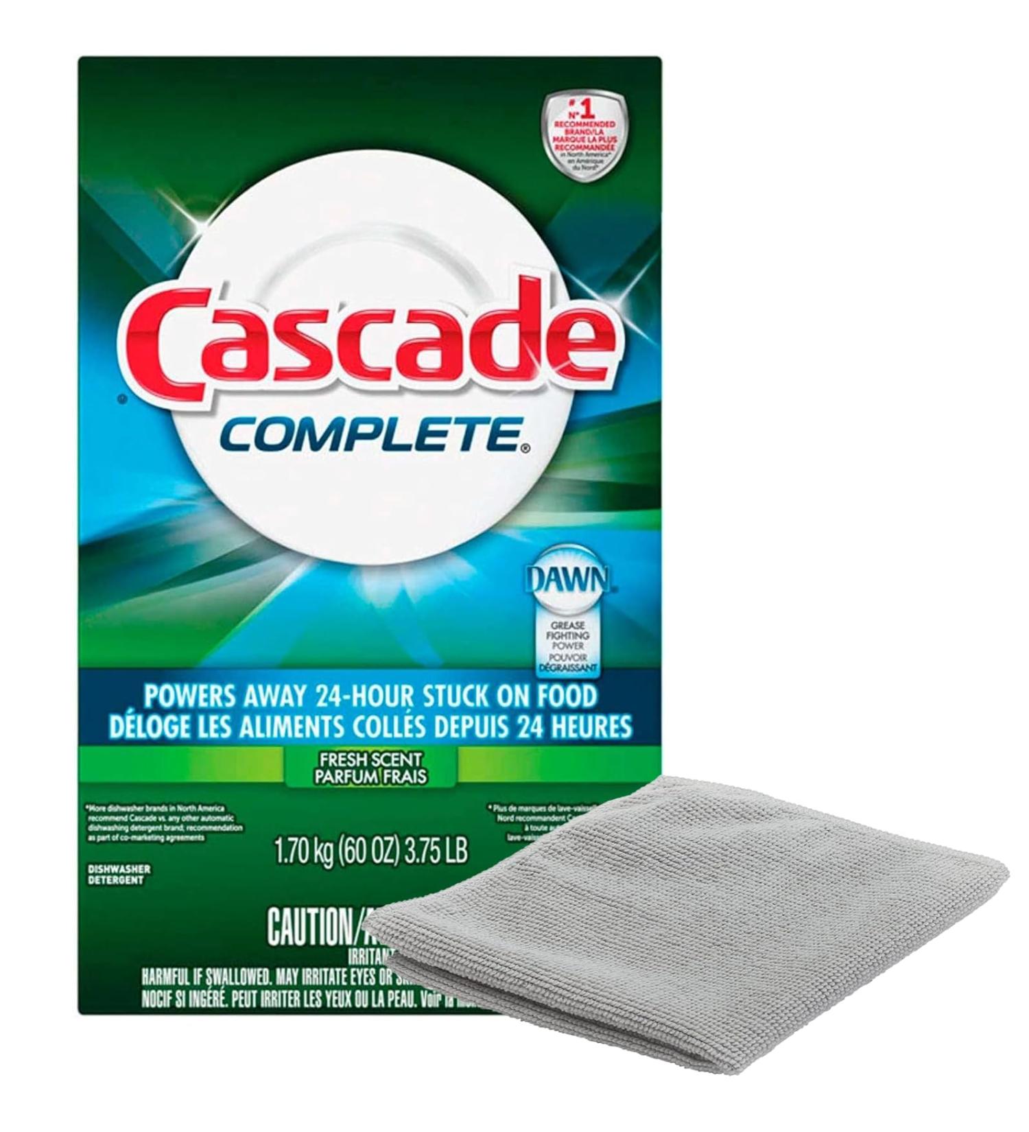Buy Cascade Complete Powder Dishwasher Detergent - Fresh Scent 60 Oz & PURPUR Microfiber Cloth | Best International Shipping - Buy Online on GoSupps.com