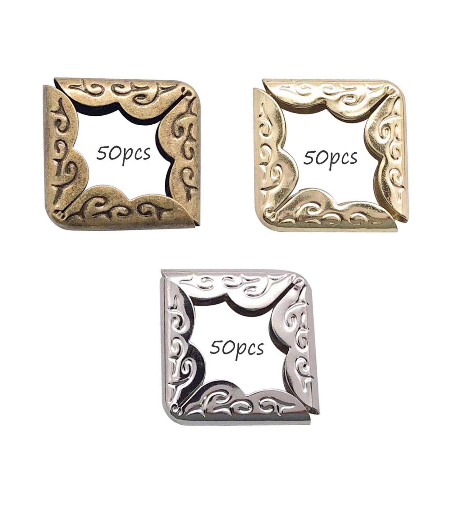 150PCS Book Corner Protector Metal Corner Cover for Scrapbook Album Menu Folder Include 50PCS Gold  50PCS Silver and 50PCS Bronze - Buy Online on GoSupps.com
