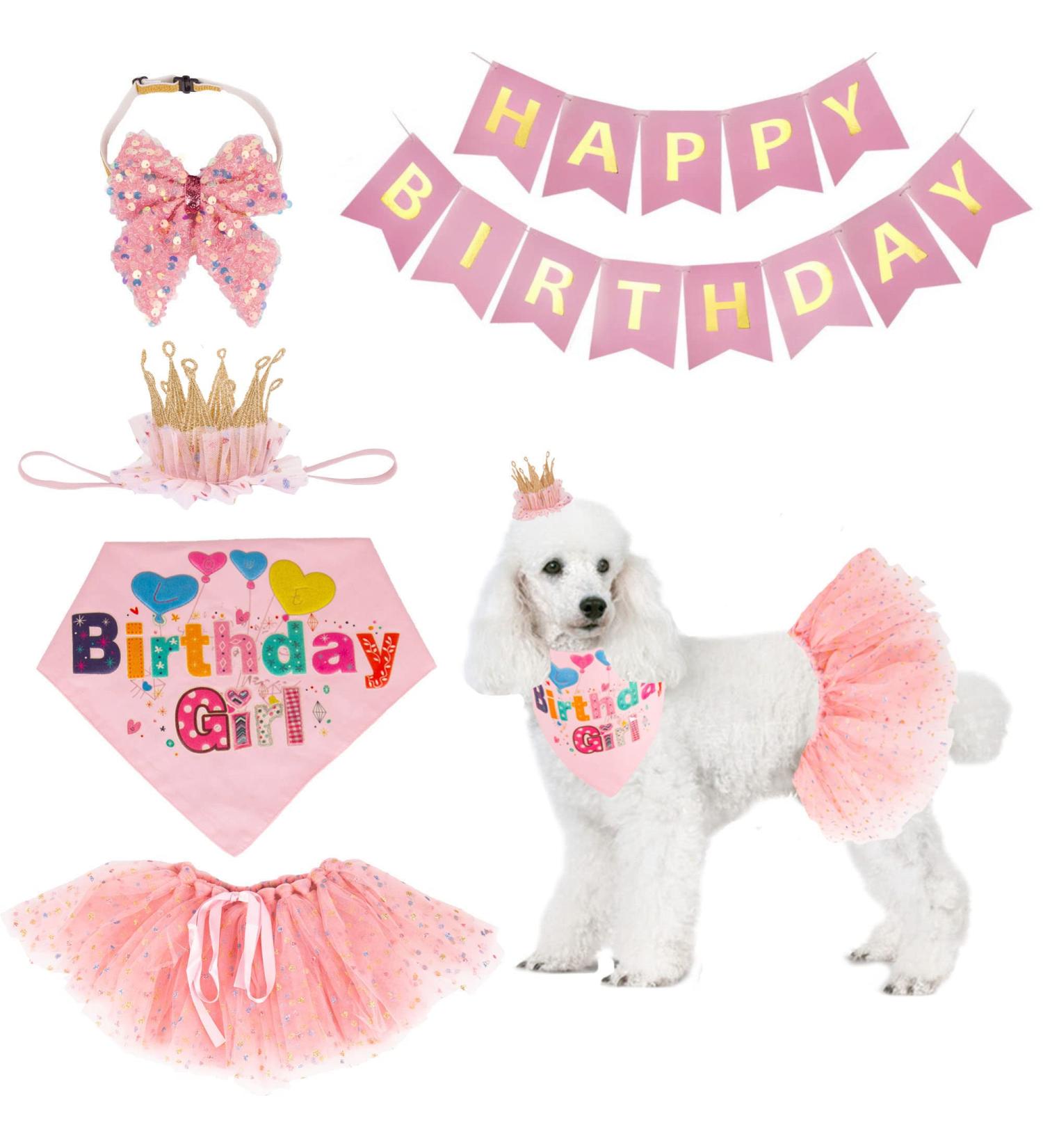 ADOGGYGO Pink Dog Birthday Hat Bandana Girl Set - Buy Online on GoSupps.com