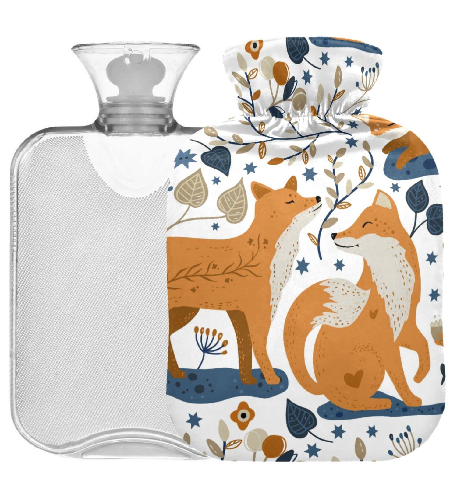 Oarencol Cute Fox Hot Water Bottle 2L - Transparent Pain Relief for Cramps & Comfort - Buy Online on GoSupps.com