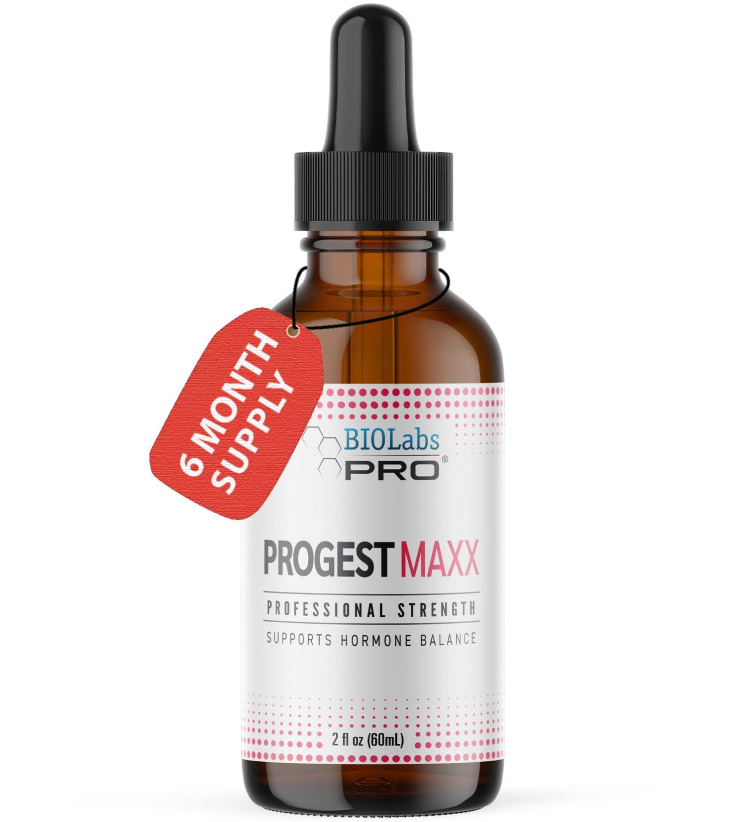Progest MAXX Progesterone Oil | Natural Bioidentical Progesterone for Women | Hot Flashes & Menopause Relief | 2oz Bottle - Six Month Supply - Buy Online on GoSupps.com