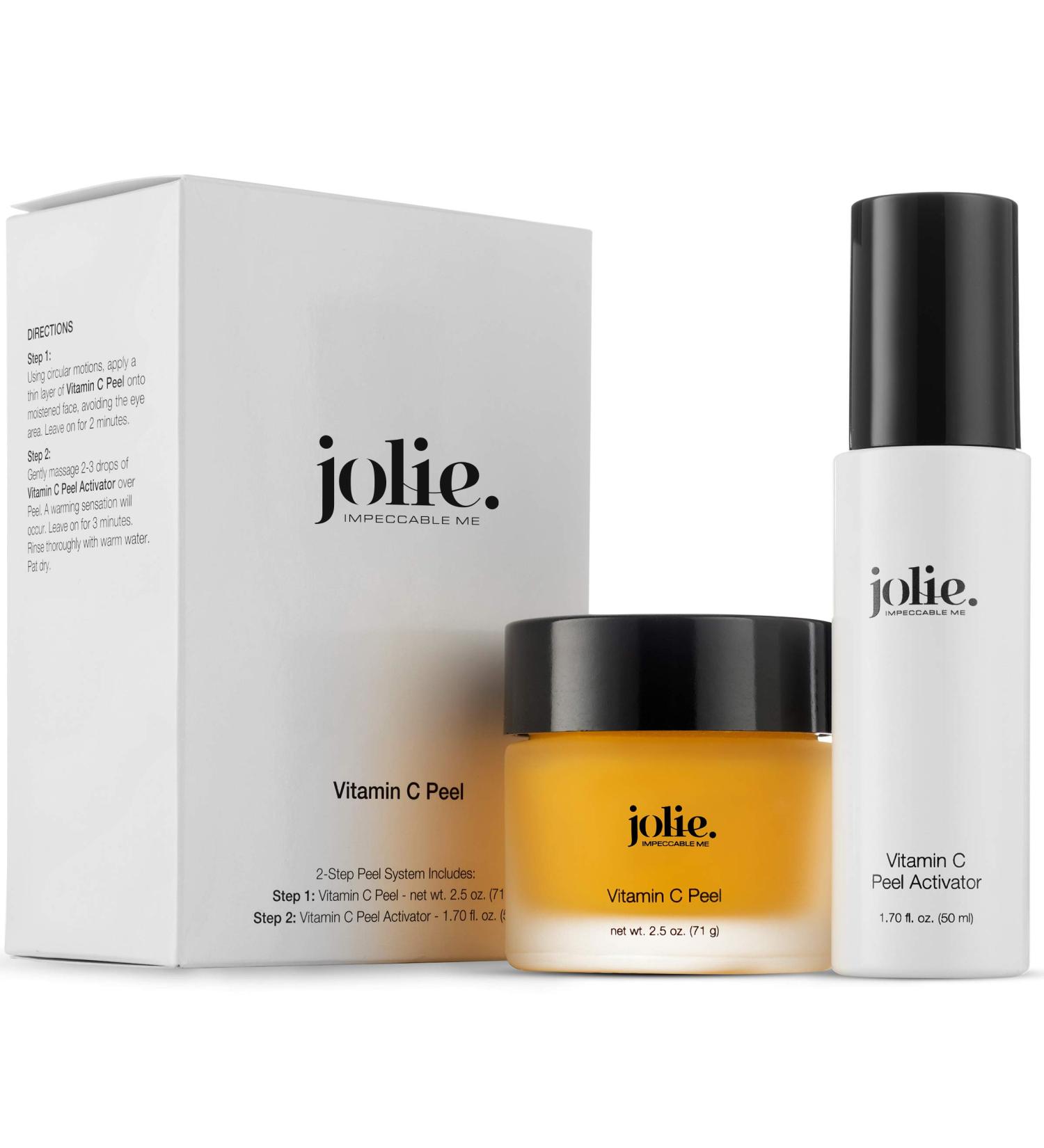 Jolie Professional Vitamin C Peel - Gentle Face Brightening & Illumitating Peeling Treatment System - 2 Step Kit