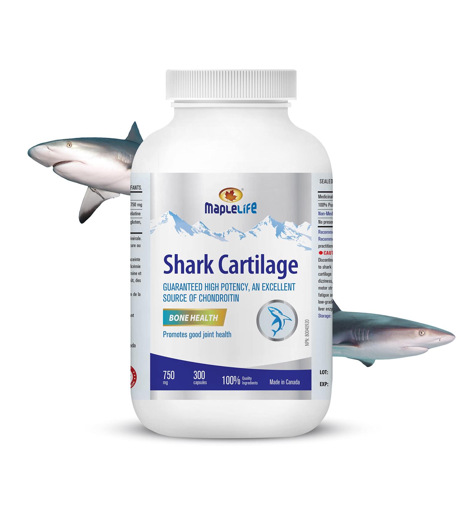 MapleLife Nutrition - Shark Cartilage 750mg - Excellent Source of Chondroitin - High Potency Pure Ingredients Calcium Carbohydrates Maintain Bone Health Reduce Joint Pain Anti-Inflammation Reduce Swelling & Redness of Joints Free of Artificial Ingredients - Buy Online on GoSupps.com