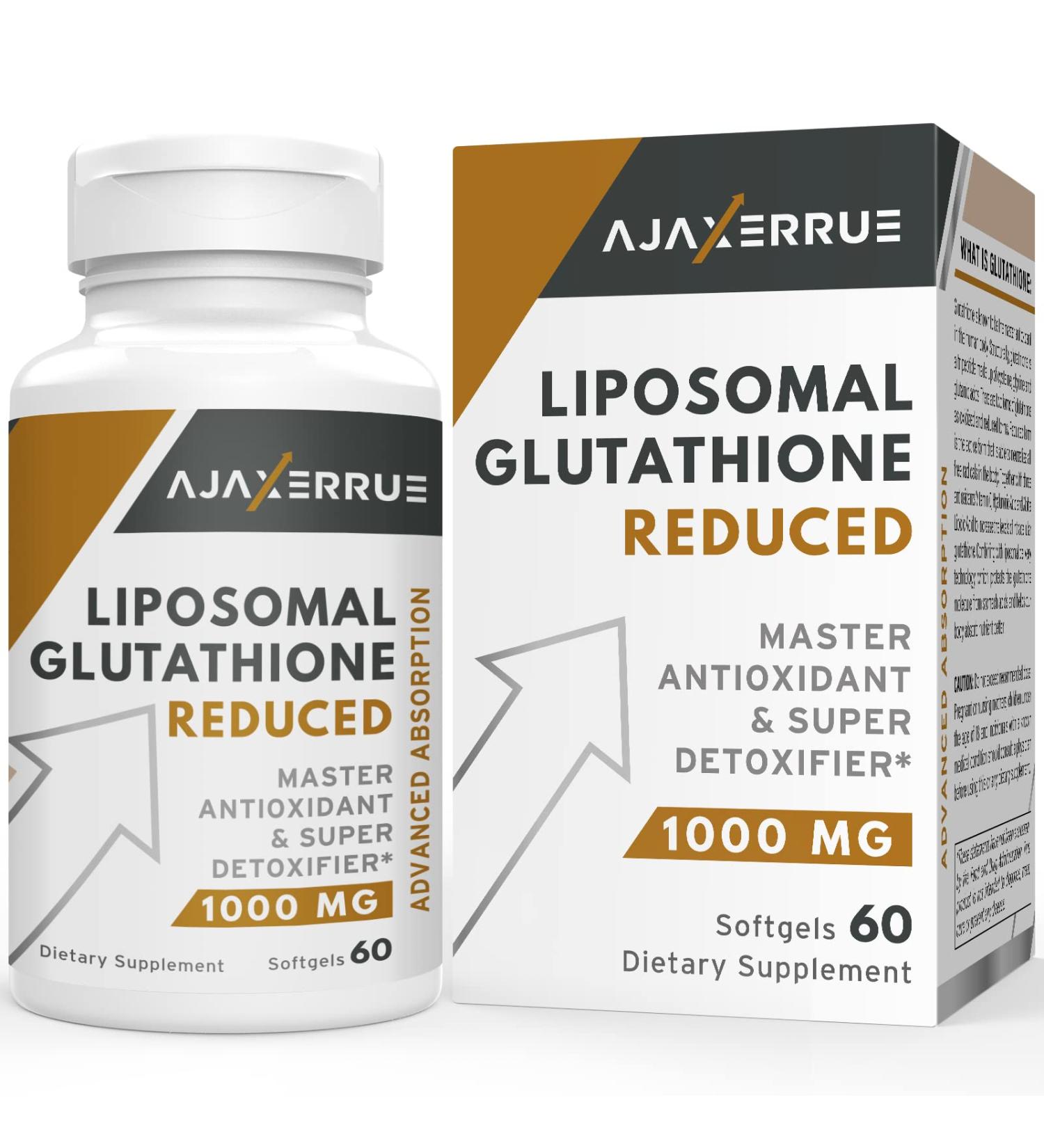 1400mg Liposomal Glutathione Supplement with Vitamin C & Hyaluronic Acid - Master Antioxidant for Detox & Skin Health - 60 Count - Buy Online on GoSupps.com