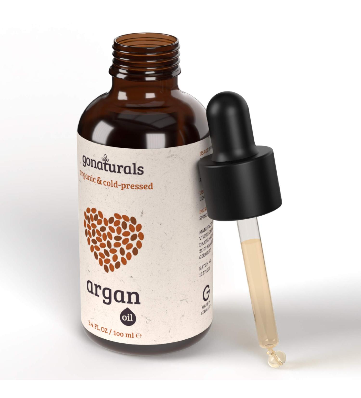 GoNaturals Cold Pressed Argan Oil - Moroccan Oil Treatment: A Conditioner for Hair Oil for Dry Damaged Hair - Pure Argan Oil for Hair & Argan Oil for Skin Care & Hair Serum (100 ml) - Buy Online on GoSupps.com