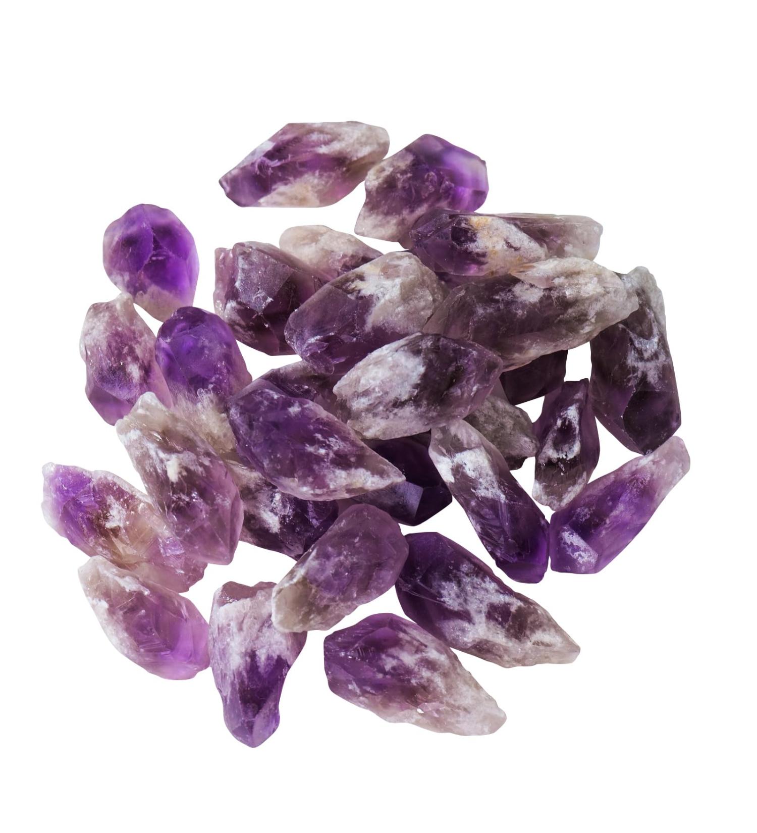 Apengshi 1/2 lb Natural Amethyst Crystal Points - Raw Gemstones for Meditation Reiki and DIY | Bulk Chakra Stones from Brazil - Buy Online on GoSupps.com