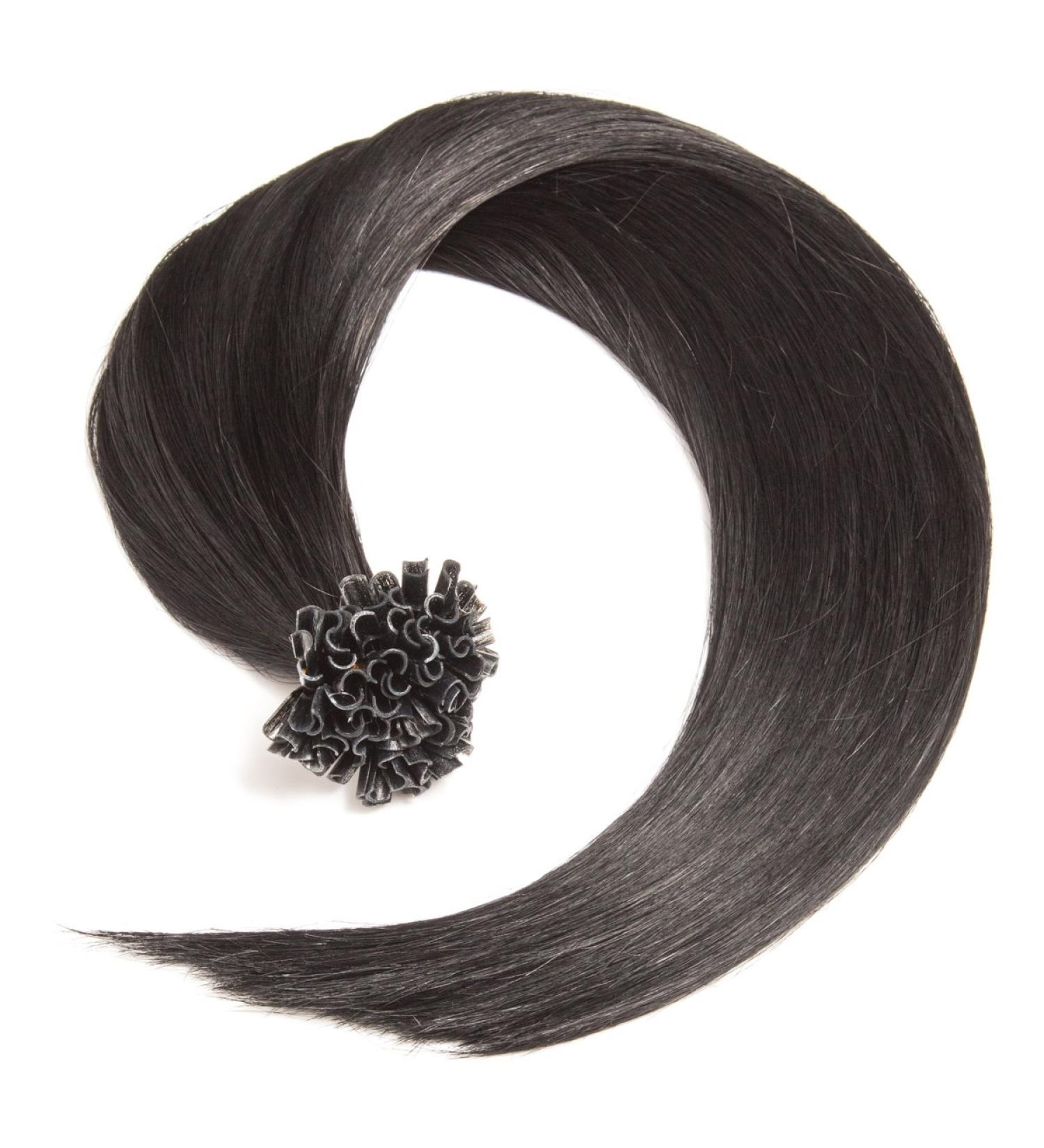 Black Keratin Bonding Extensions - 100% Remy Human Hair - 25 x 0.5g 45cm U-Tip Hair Extensions - Smooth Strands for Long Hair - Buy Online on GoSupps.com