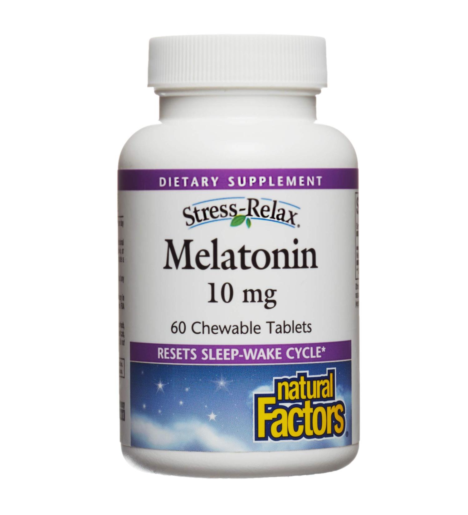 Natural Factors Stress-Relax Melatonin 10 mg - 60 Chewable Tablets for Sleep Support - Buy Online on GoSupps.com