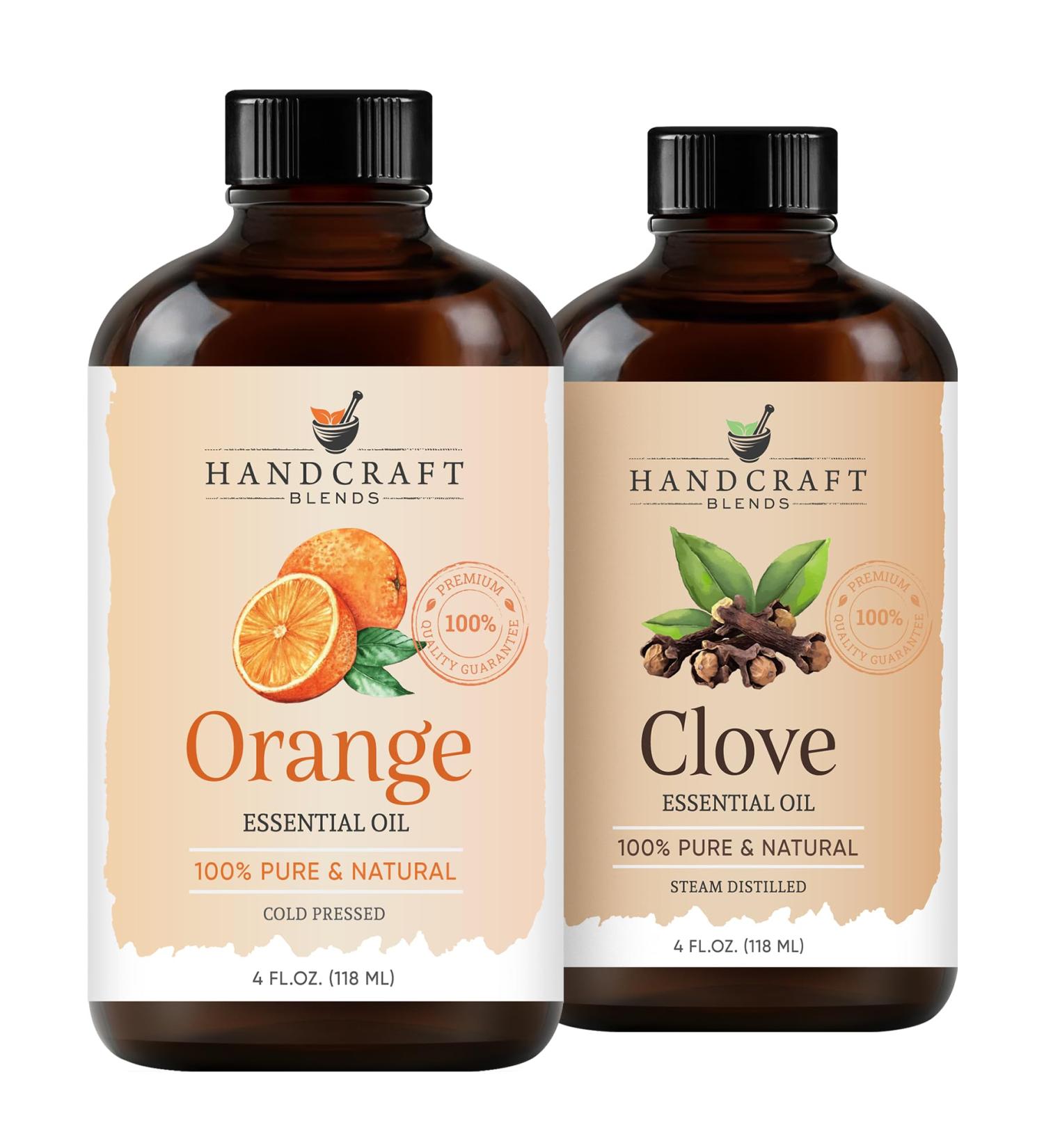 Handcraft Blends Spicy & Sweet Set: Clove and Orange Essential Oils (2 x 4 Fl Oz) 100% Pure & Natural for Diffuser Aromatherapy and DIY Projects - Buy Online on GoSupps.com