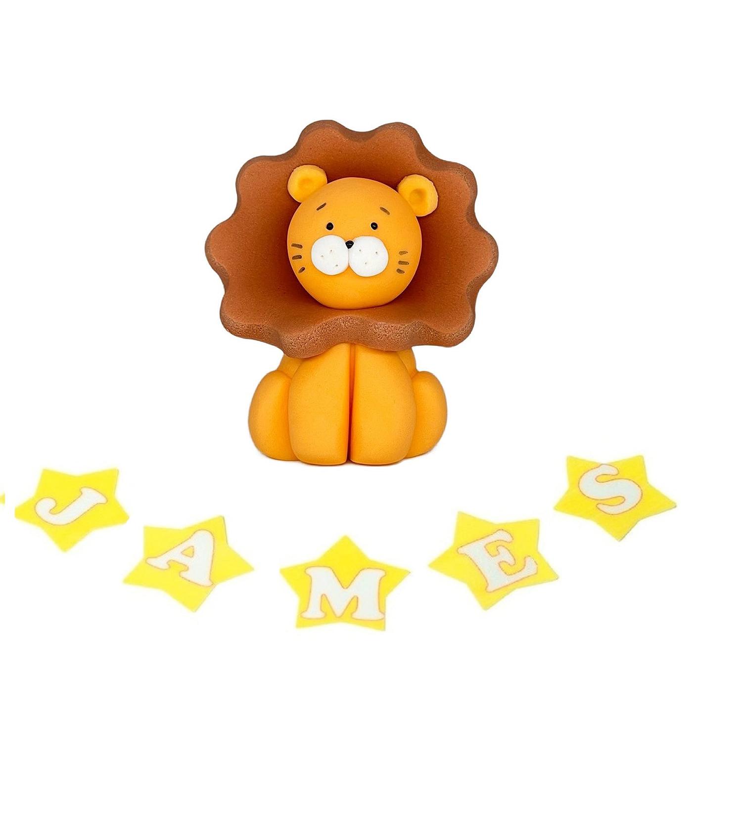 Personalised Lion Cake Topper - Edible Fondant Safari Jungle Cupcake Birthday Decoration with an Edible Glue - Party Supplies - Buy Online on GoSupps.com