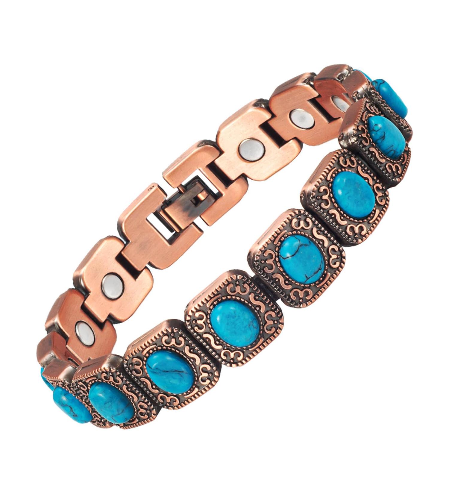 EnerCoppeX Copper Magnetic Bracelet for Women - Turquoise Jewelry with 3500 Gauss Magnet (COB-0171) - Buy Online on GoSupps.com