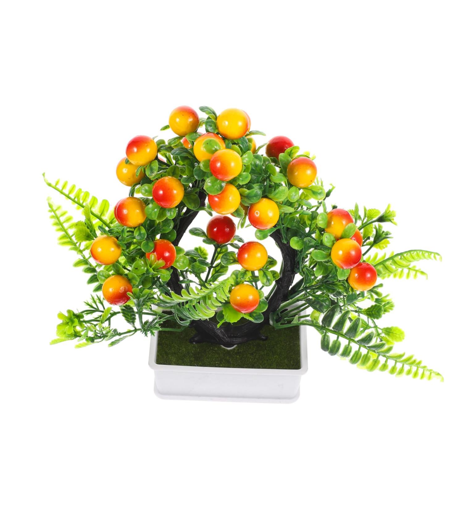 COOPHYA home decor green decor fake flowers Fake Green Plant Potted Fake Fruit Trees Desktop Adornment Simulated Fruit Tree Fruit Tree Decor Faux Bonsai office fake bonsai artificial Foam As Shown 24X20CM - Buy Online on GoSupps.com