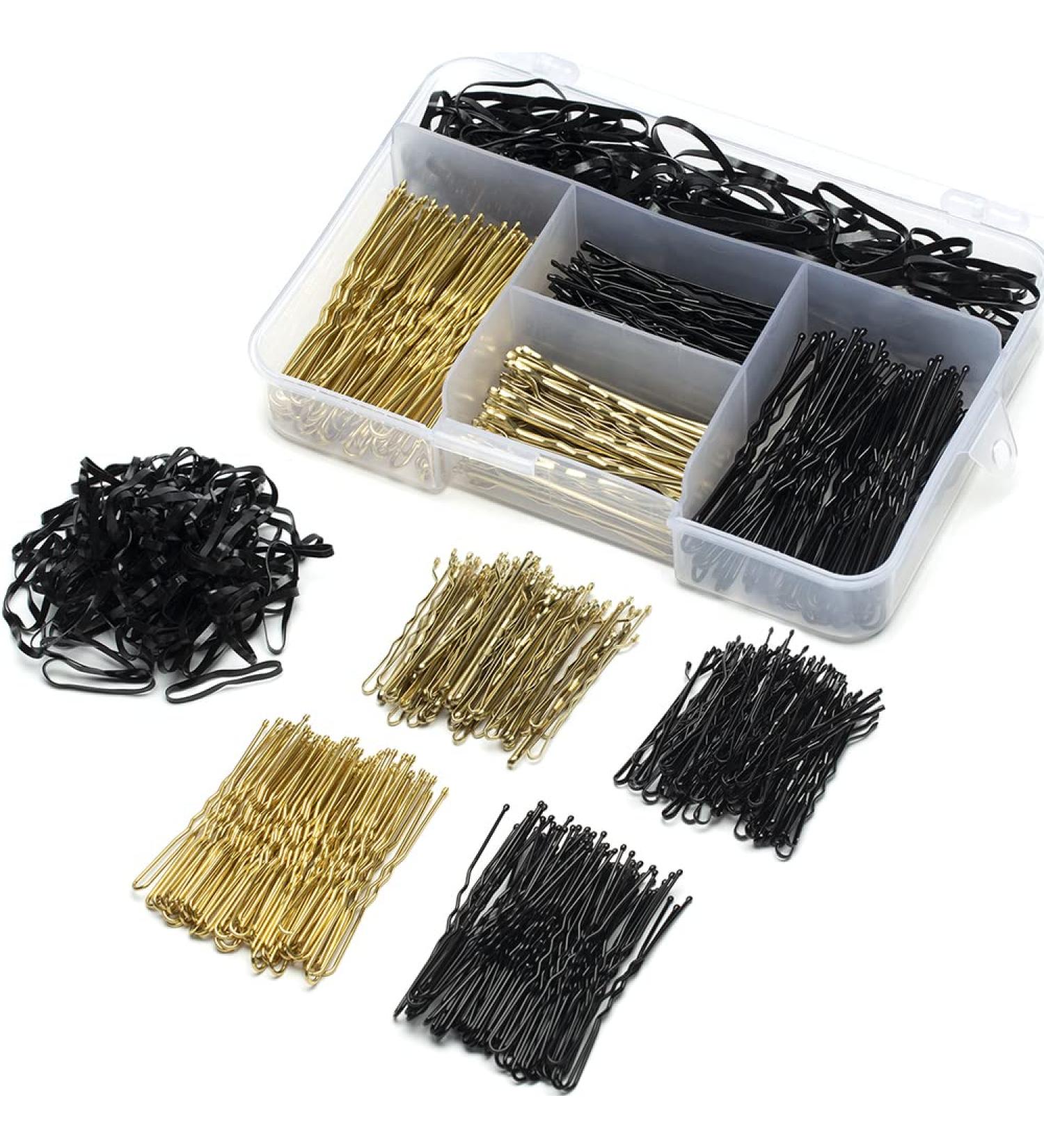 300-Piece Hair Pins Kit for Kids, Girls, and Women - Bobby Pins, U Pins, and Rubber Bands Set - Durable Metal Construction - Ideal for Styling and Securing Hair - Buy Online on GoSupps.com