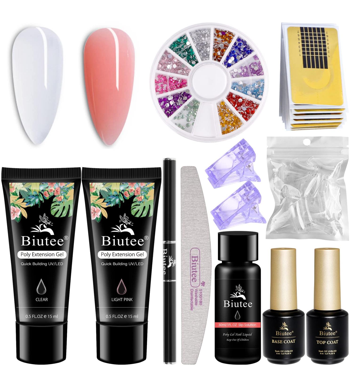 Poly Gel Nail Kit - Crystal Clear Builder Gel for Nail Extensions | DIY Nail Art Set for Beginners - Buy Online on GoSupps.com