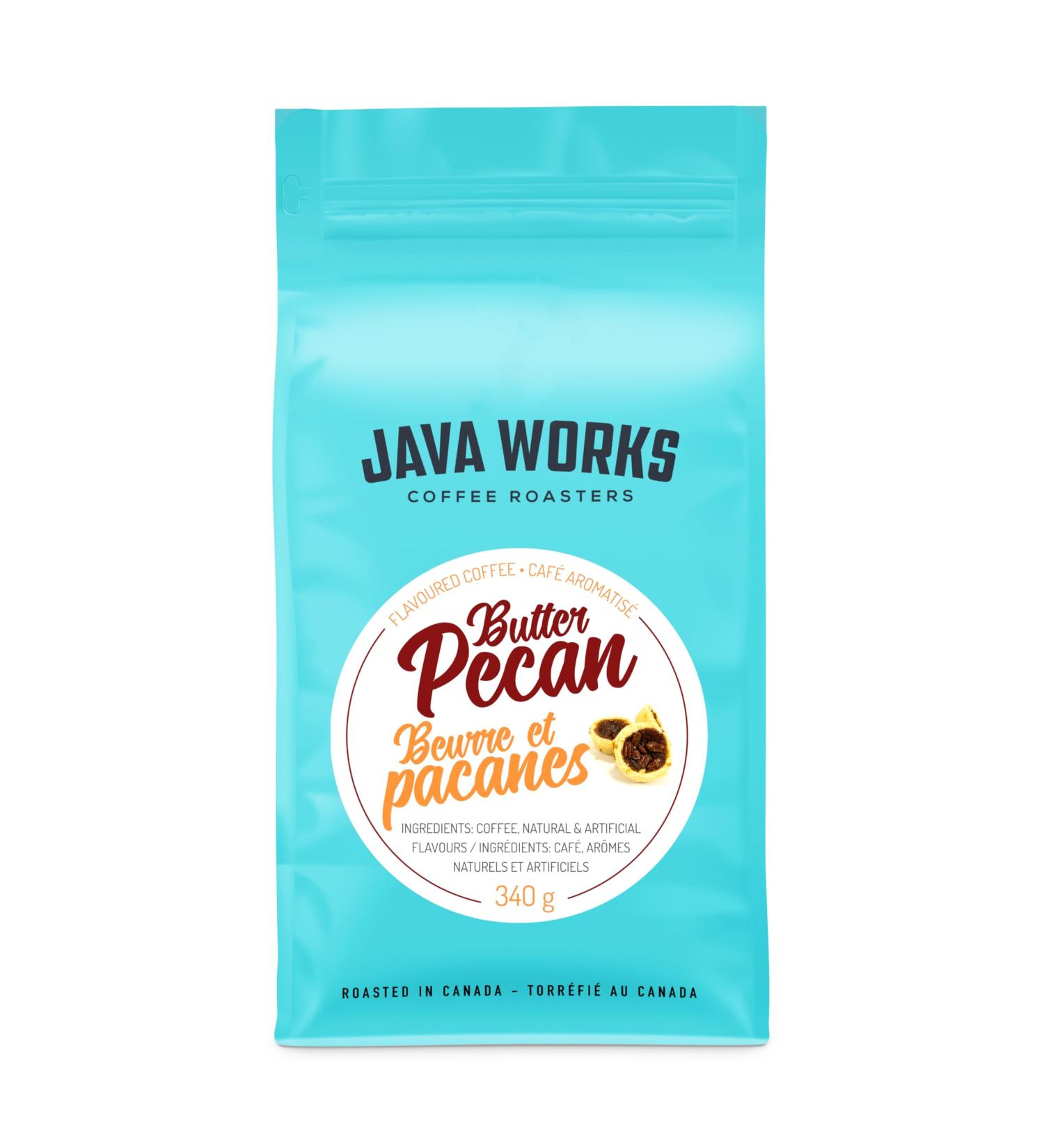 Java Works Coffee - Butter Pecan Flavoured Coffee | 340 grams | Medium Roast | Whole Bean Butter Pecan 340 g (Pack of 1) - Buy Online on GoSupps.com