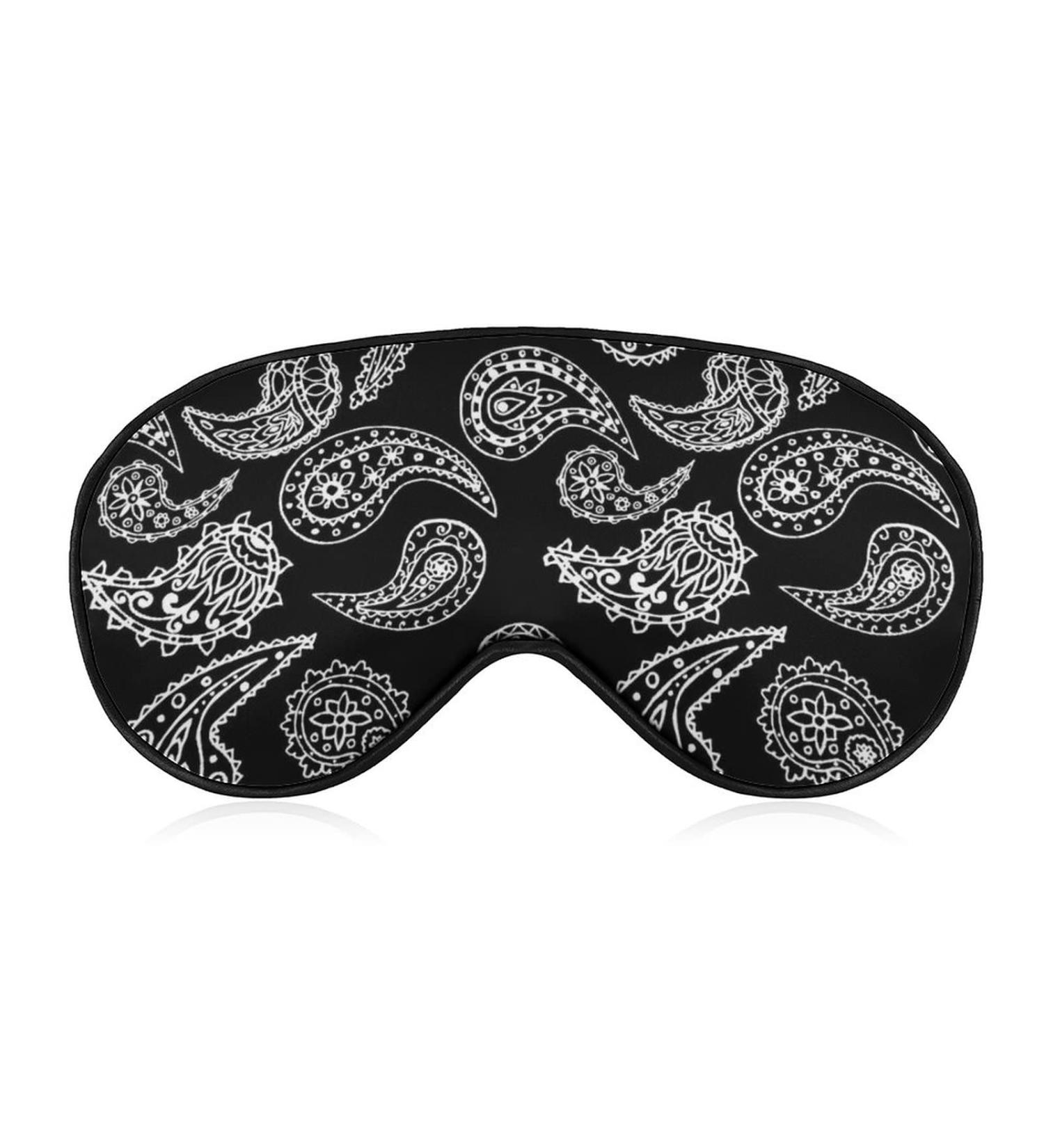Black and White Paisley Sleep Mask for Women | Adjustable Eye Shades with Elastic Strap | Comfortable Sleep Accessories - Buy Online on GoSupps.com