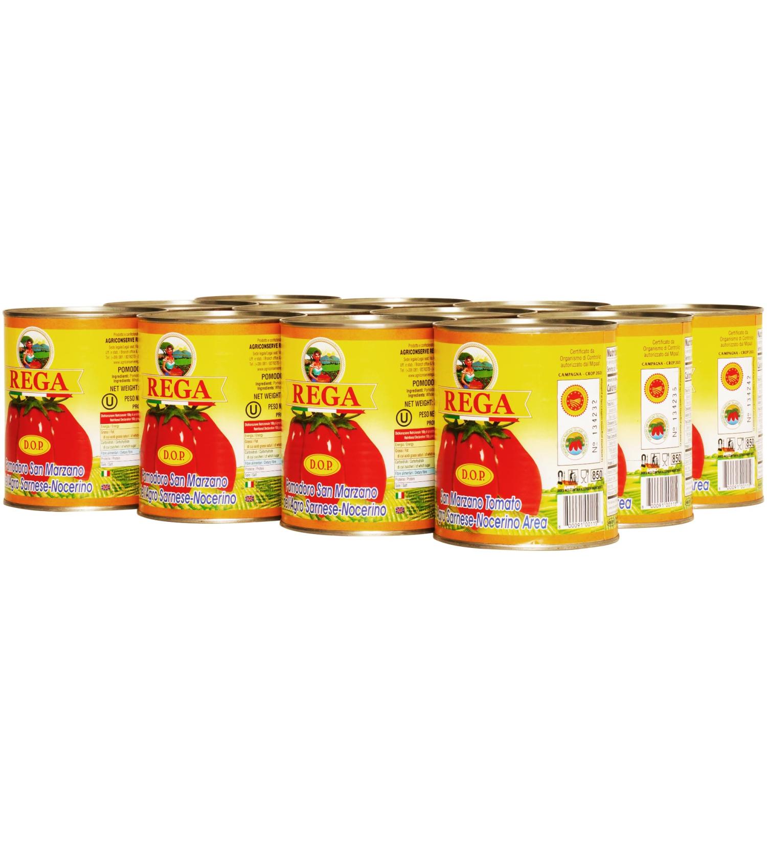 Rega - San Marzano DOP Tomatoes 12 x 800g - Tinned Premium Italian Tomatoes