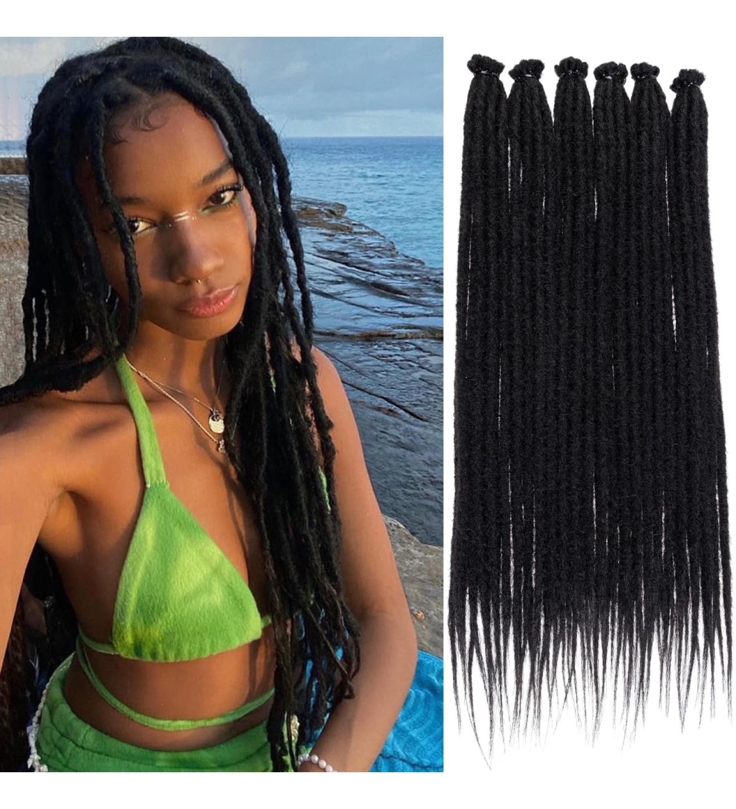 Leeven 18 Inch Dreadlock Extension - 10 Strands Synthetic Reggae Dreads in Black /1B - Buy Online on GoSupps.com