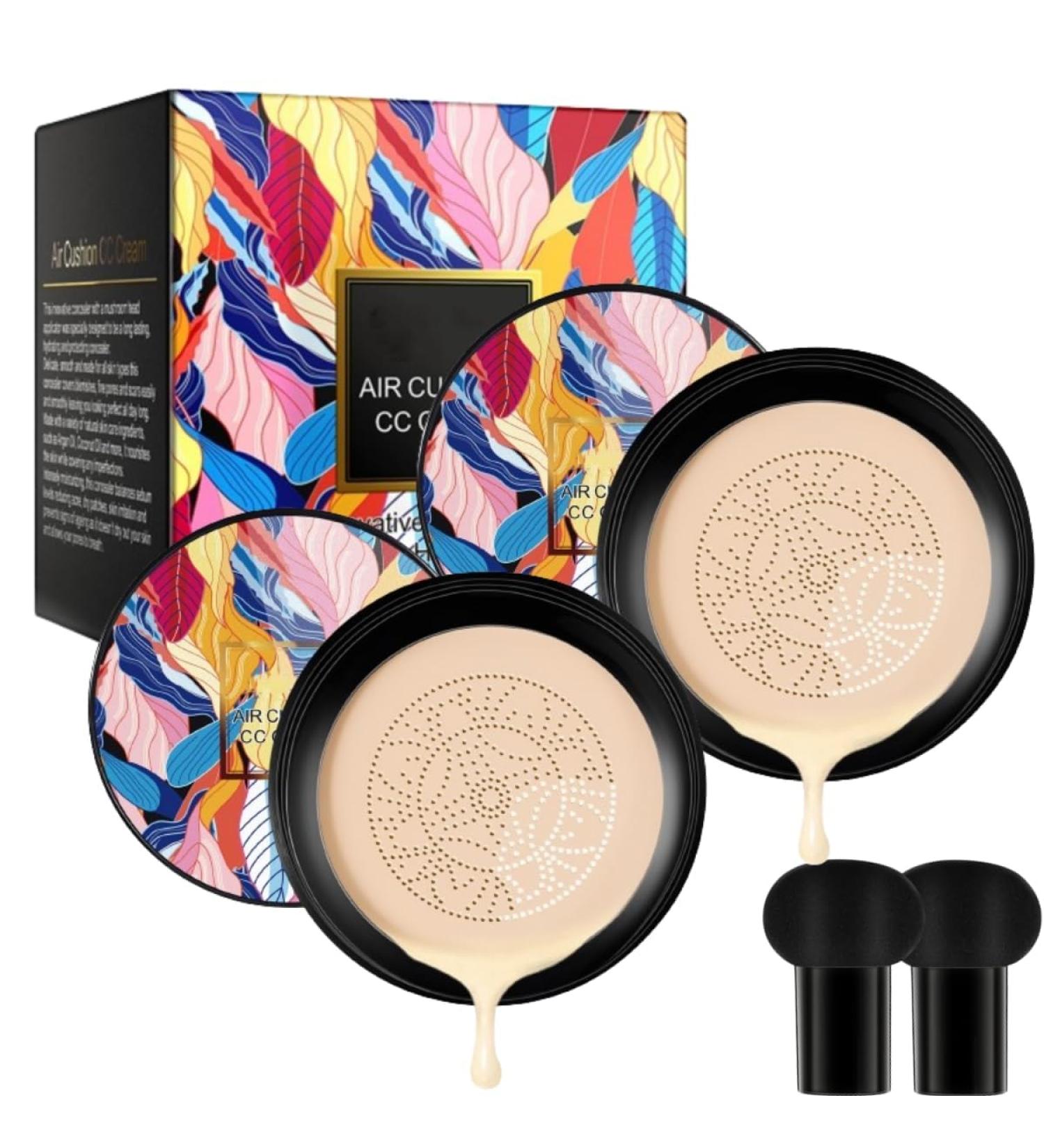 Indicativet Mushroom Head Air Cushion CC Cream Long-Lasting Waterproof Moisturizing Concealer Foundation Natural Look (Natural+Ivory) - Buy Online on GoSupps.com