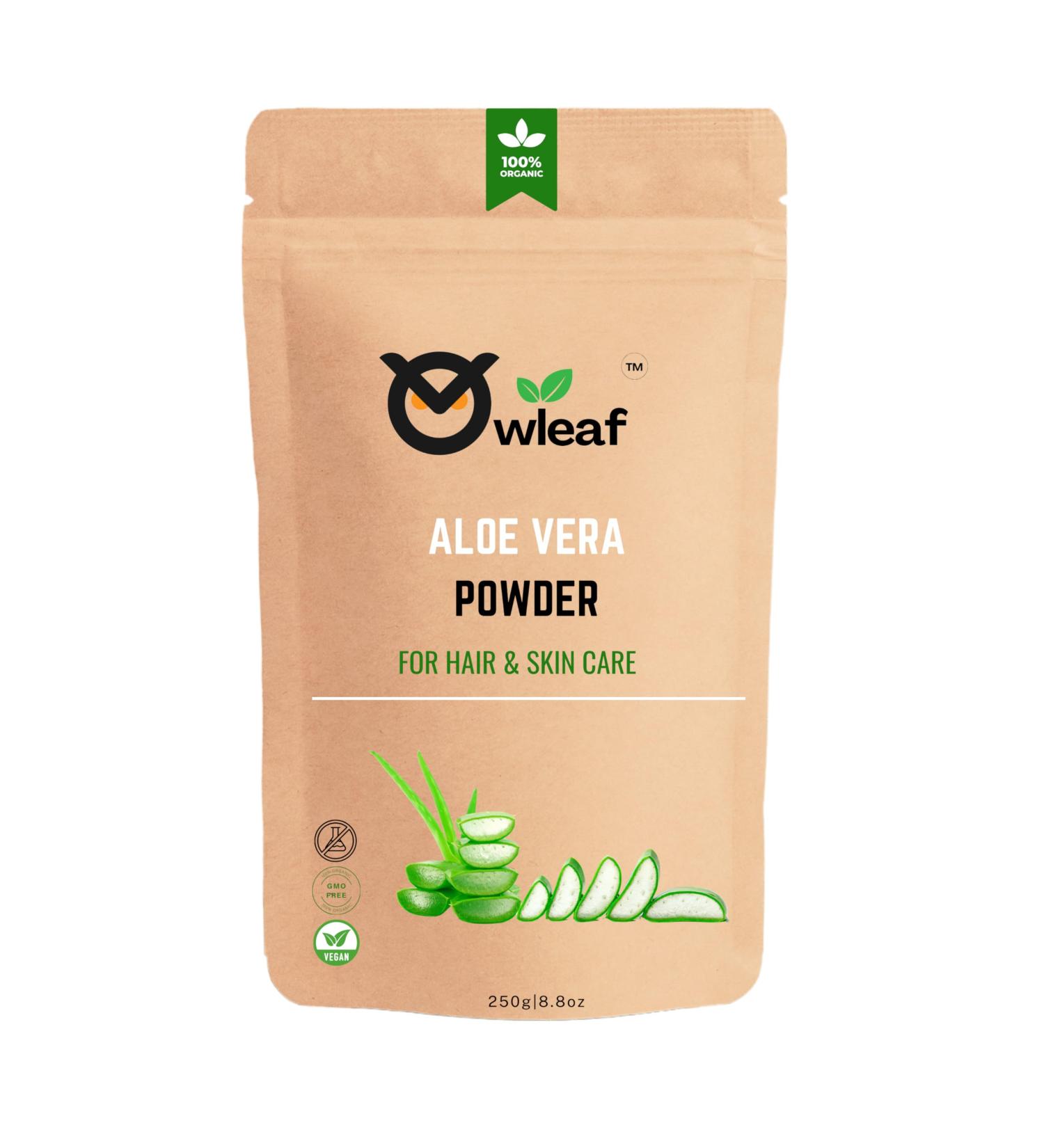 Owleaf s Pure Organic Aloe Vera Powders || Natural Hair Growth & Hair Cleaning Face Pack Body & Skin Powders (8.8oz)