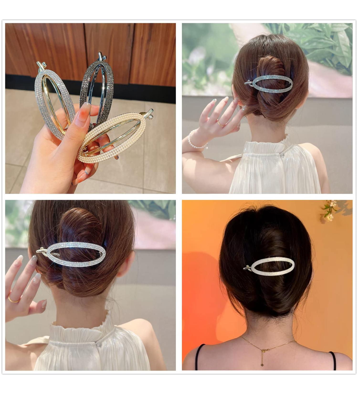 French Crystal Twist N Clip 3PCS Non Slip Hair Barrettes - Strong Clamp Jaw Claws for Women - Buy Online on GoSupps.com