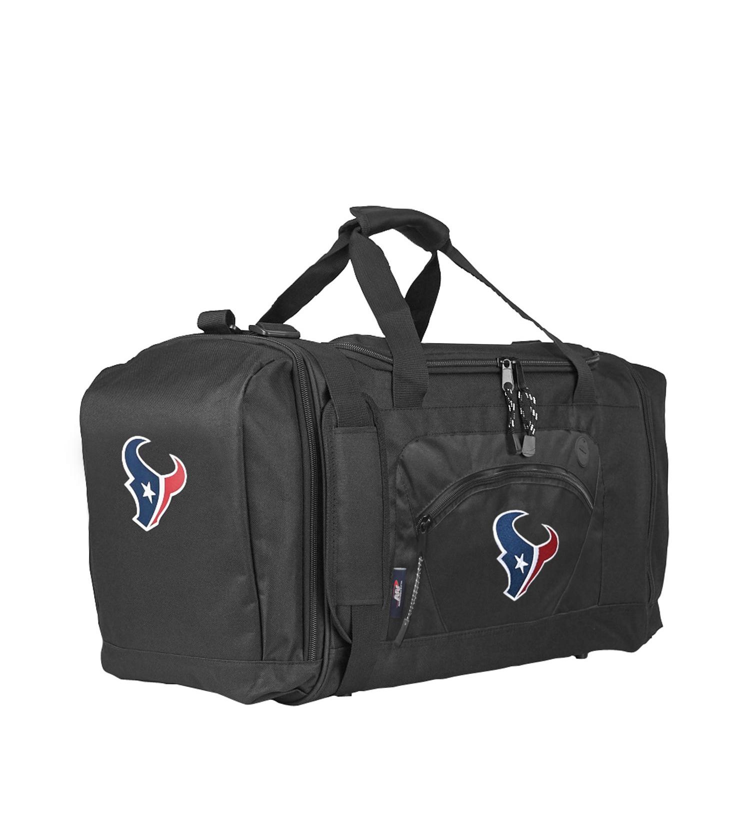 Officially Licensed NFL "Roadblock" Duffel Bag , Black, 20" x 11.5" x 13" Houston Texans