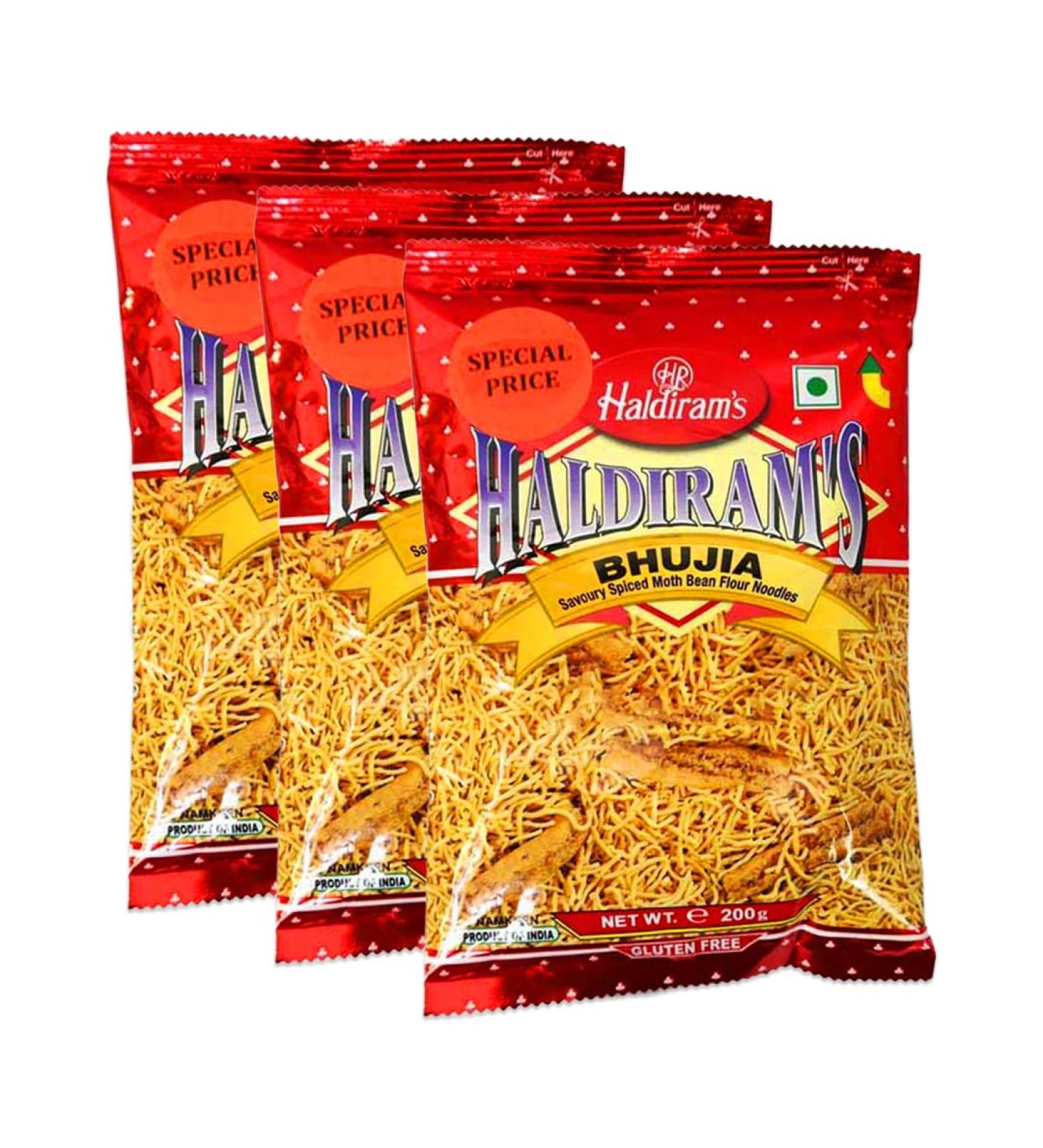 Haldiram's Bhujia| 200g | Haldiram Namkeen | Indian Origin | Indian Snack (Pack of 3) Spicy 200 g (Pack of 3)