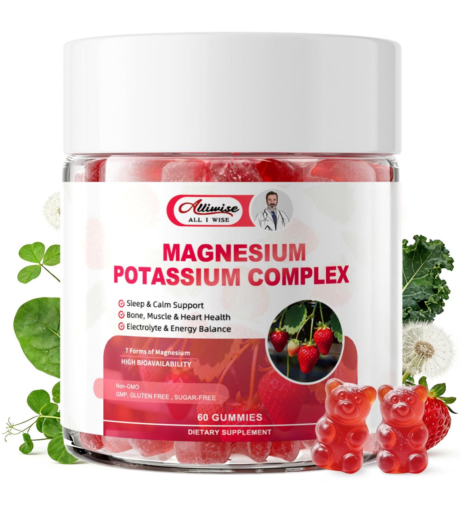 7-in-1 Magnesium Complex Supplement, Potassium Magnesium Gummies with Green Tea Exact, Vitamins D3, K2, C & B6 Sleep, Muscle, Bone & Electrolyte Support Sugar-Free, Vegan, 60 Gummies 60 Count (Pack of 1) - Buy Online on GoSupps.com