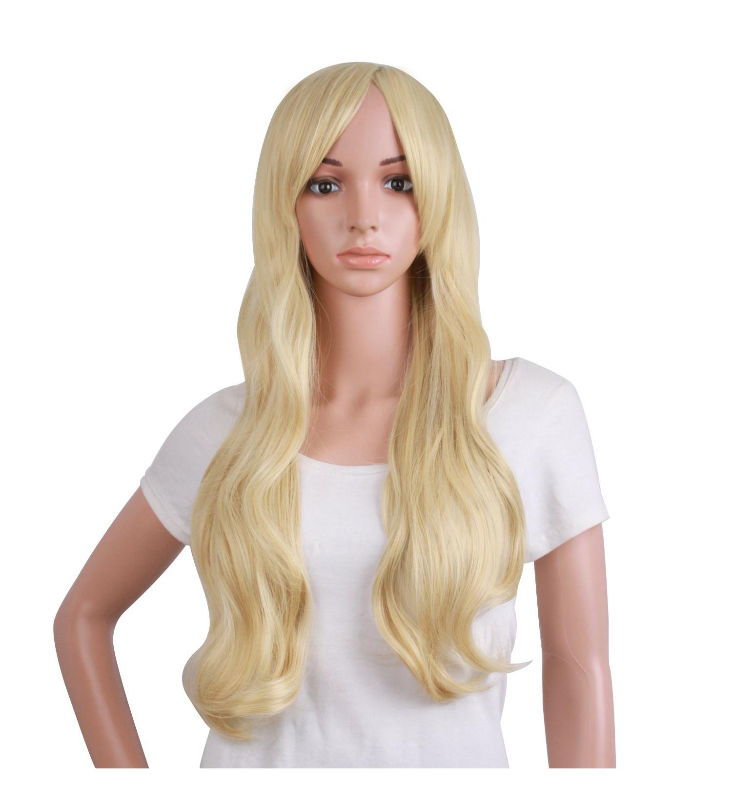 MapofBeauty Strawberry Blonde Long Wavy Wig - Charming Curly Costume Hair for Glamorous Looks | International Shipping Available - Buy Online on GoSupps.com